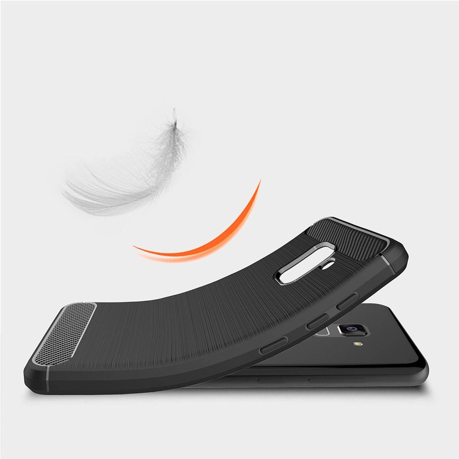 Samsung Galaxy A8 Plus (2018) Handyhülle Carbon Optik Backcover Schwarz