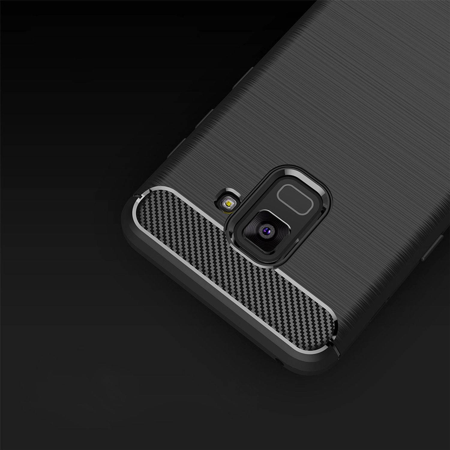 Samsung Galaxy A8 Plus (2018) Handyhülle Carbon Optik Backcover Schwarz