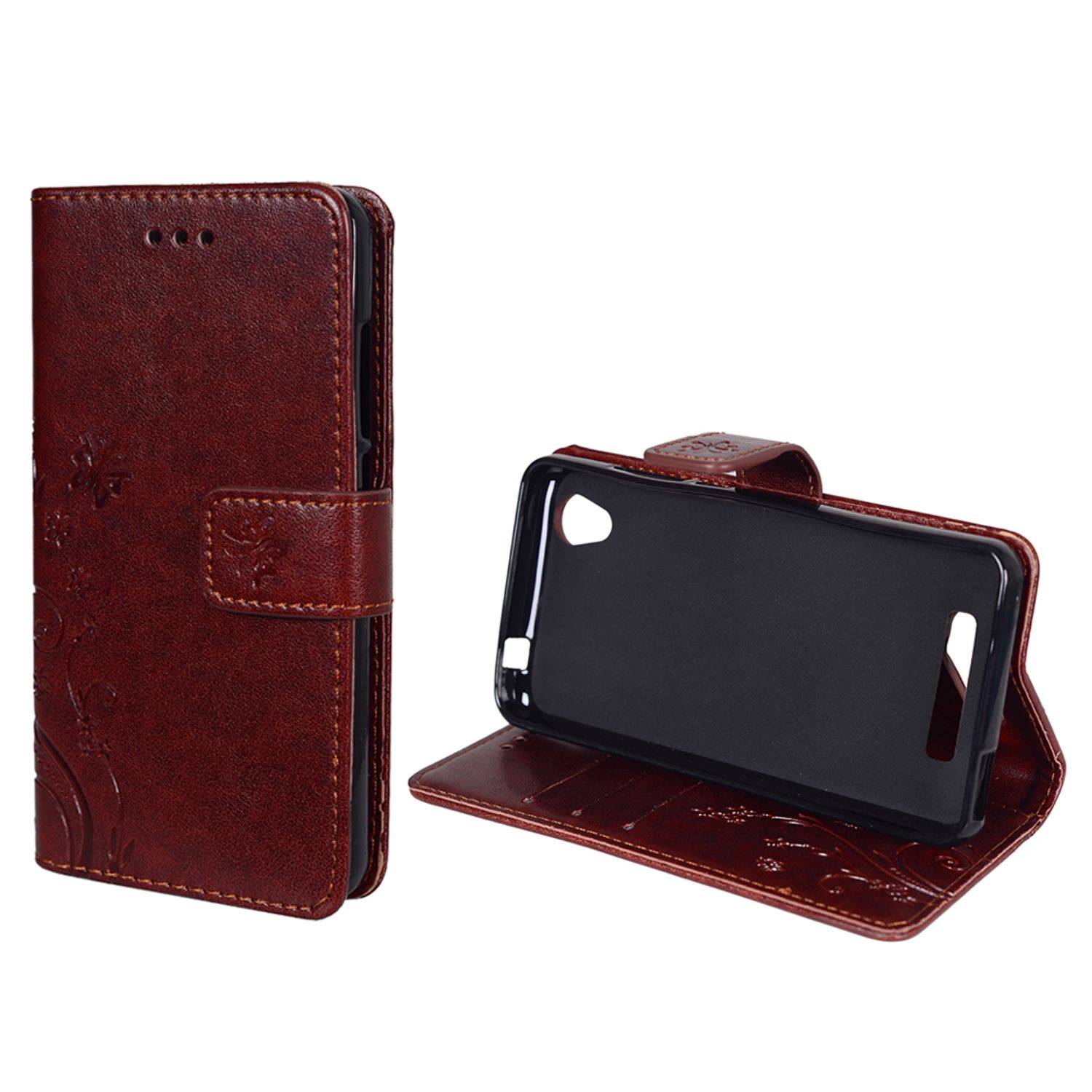 ZTE Blade A452 Handyhülle Bookcover Braun