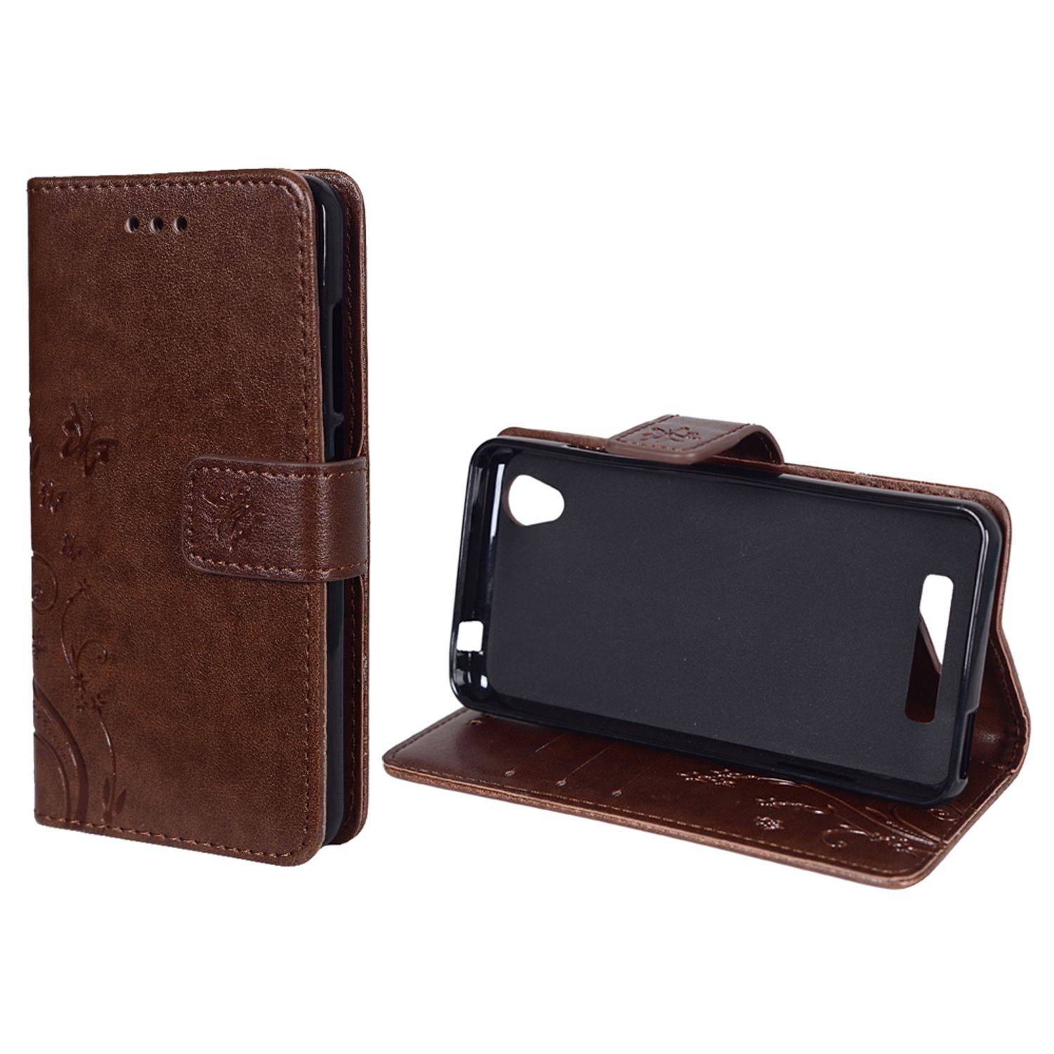 ZTE Blade A452 Handyhülle Bookcover Braun