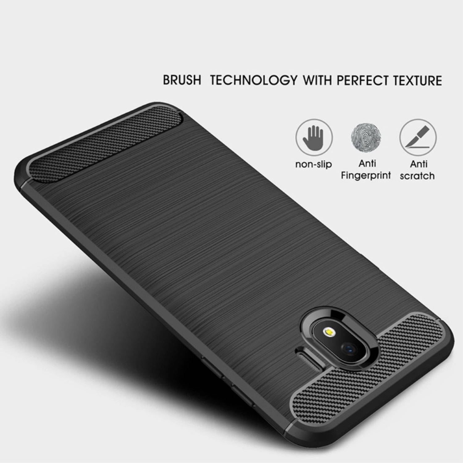 Samsung Galaxy J4 Handyhülle Carbon Optik Backcover Blau