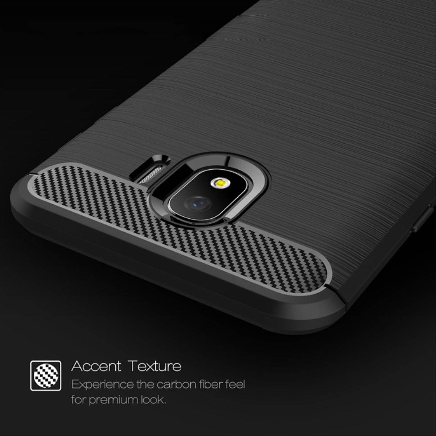 Samsung Galaxy J4 Handyhülle Carbon Optik Backcover Blau