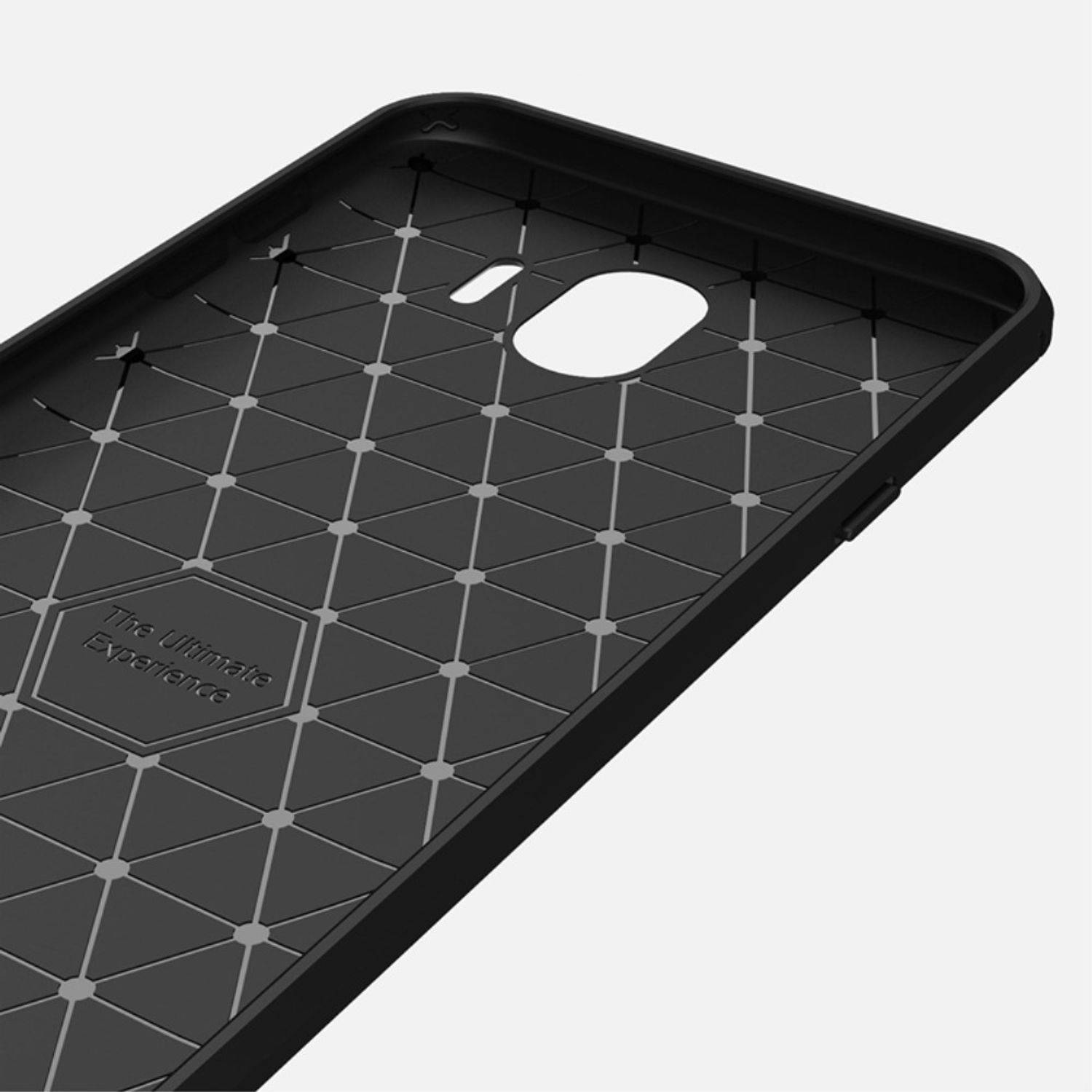 Samsung Galaxy J4 Handyhülle Carbon Optik Backcover Blau