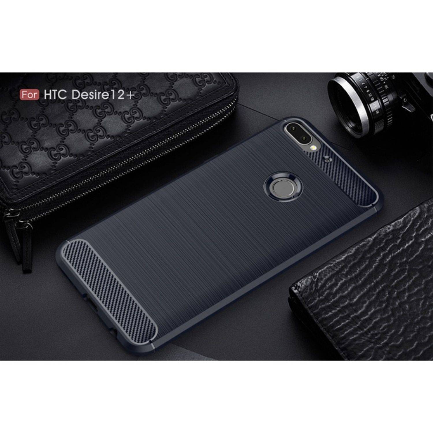 HTC Desire 12 Plus Handyhülle Carbon Optik Backcover Blau