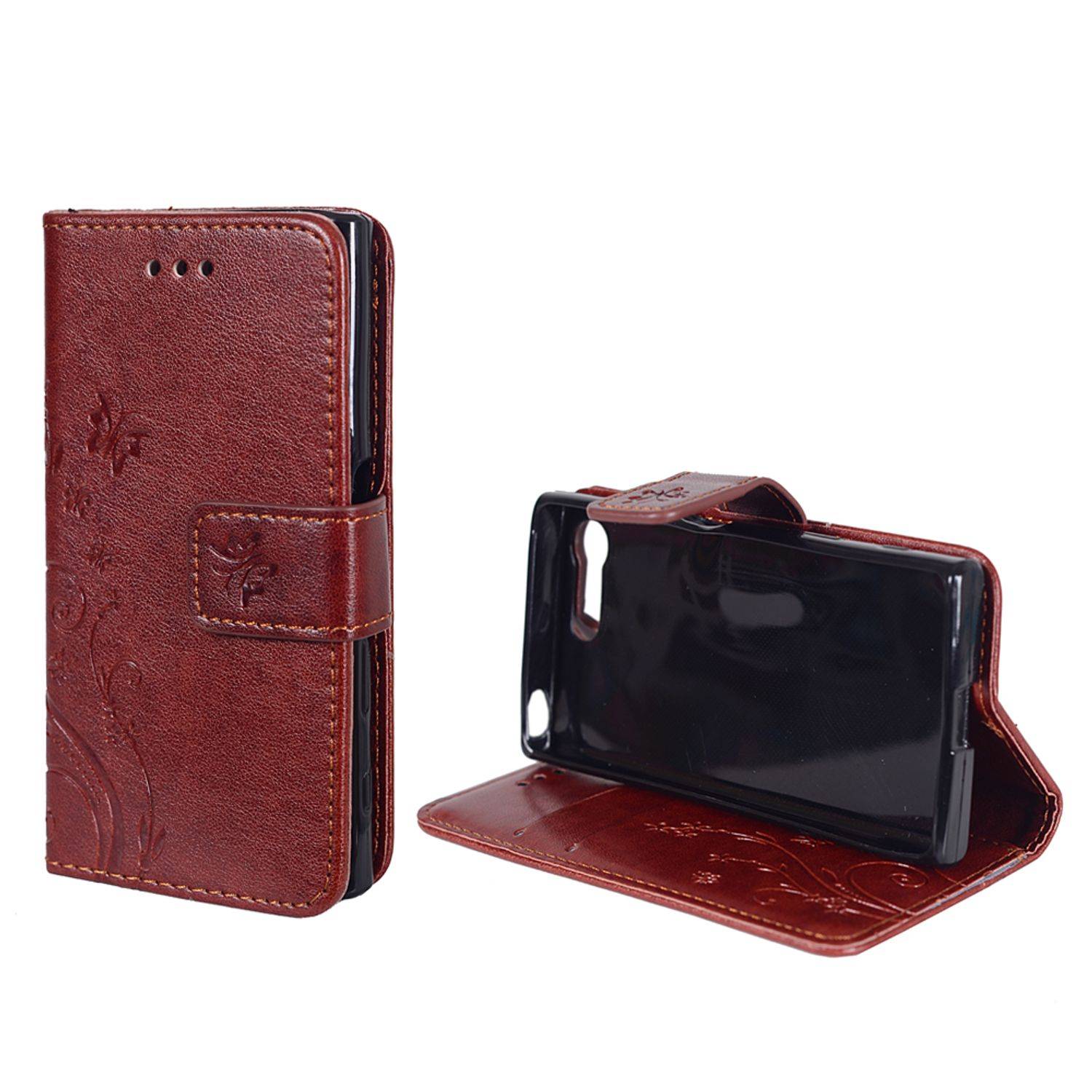 Sony Xperia X Compact Handyhülle Bookcover Braun