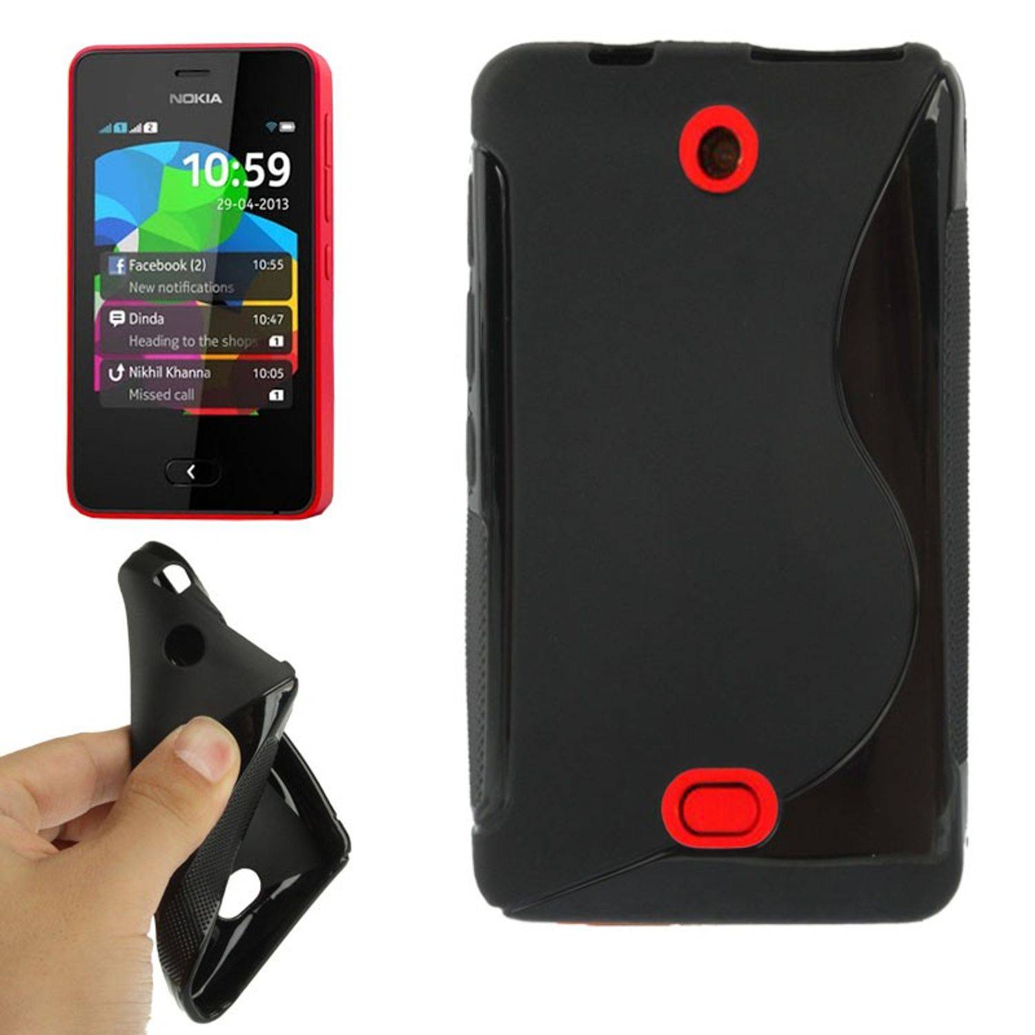 Nokia Asha 501 Handyhülle Backcover Schwarz