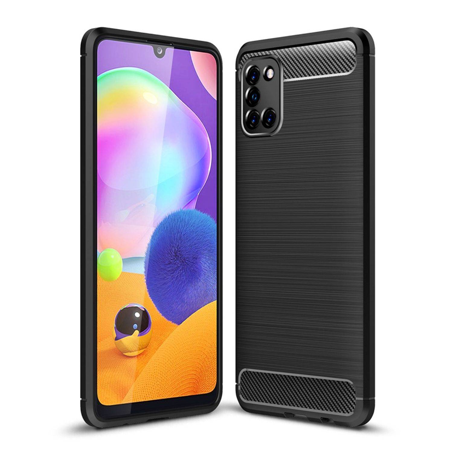 Samsung Galaxy A31 Handyhülle Carbon Optik Backcover Grau