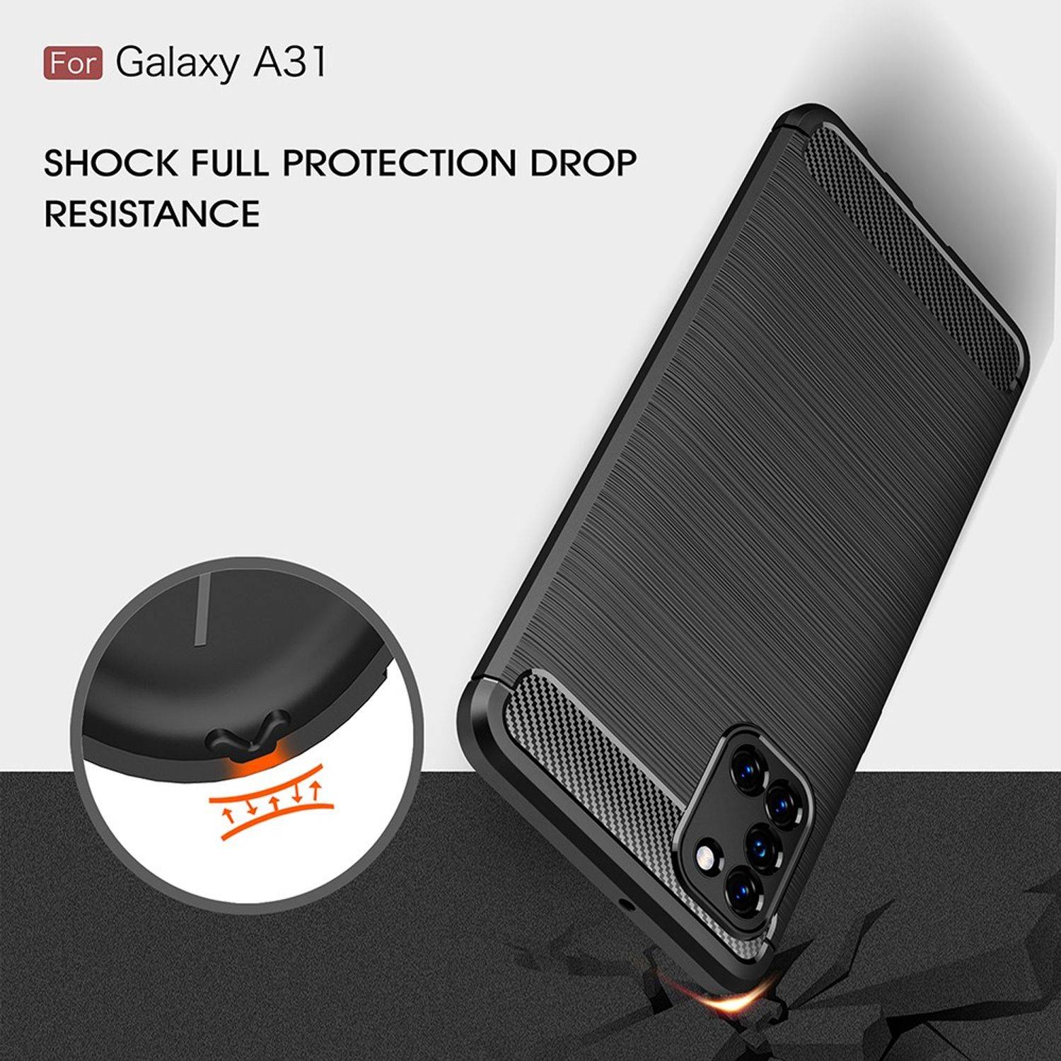 Samsung Galaxy A31 Handyhülle Carbon Optik Backcover Grau