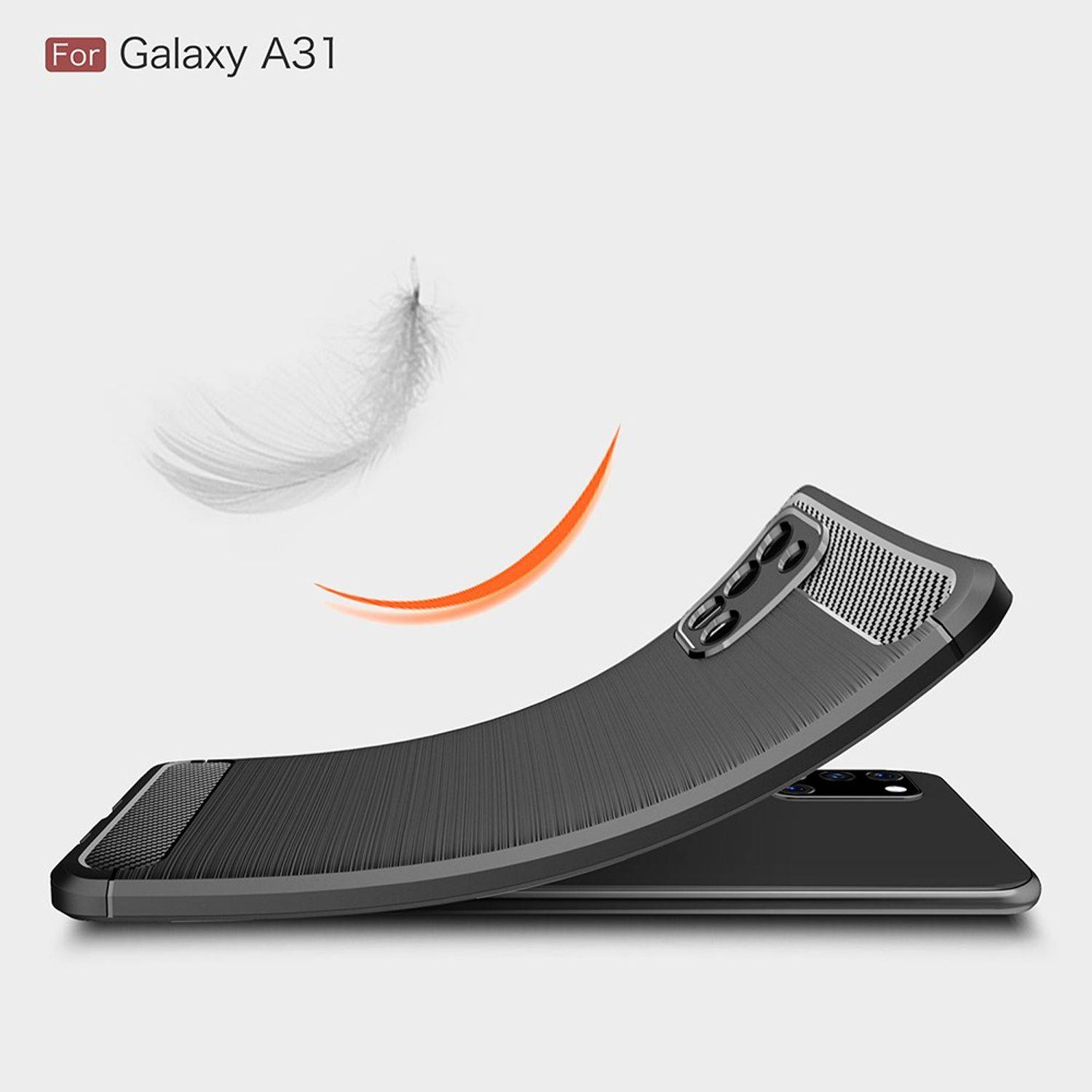 Samsung Galaxy A31 Handyhülle Carbon Optik Backcover Grau