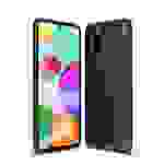 Samsung Galaxy A21s Handyhülle Carbon Optik Backcover Schwarz