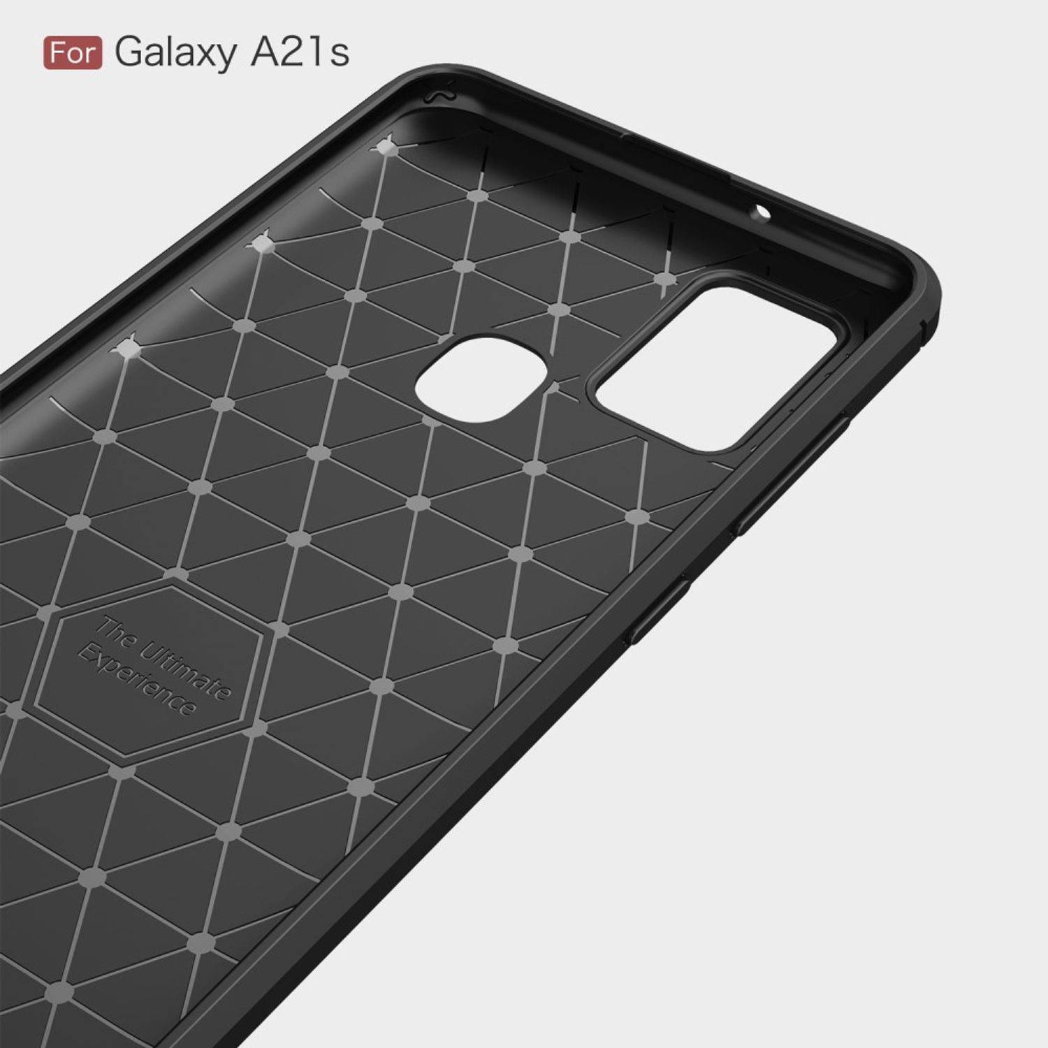Samsung Galaxy A21s Handyhülle Carbon Optik Backcover Schwarz
