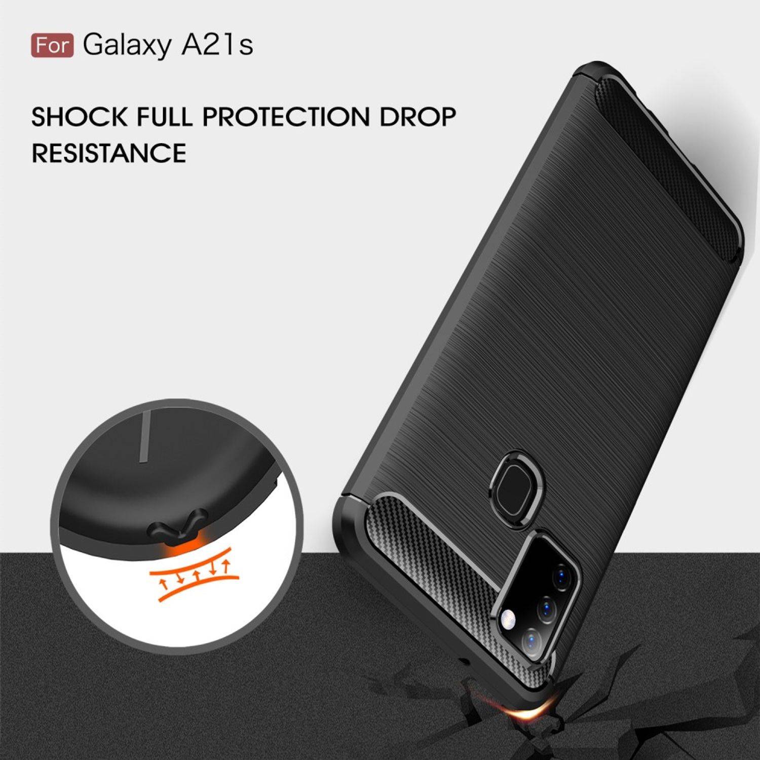 Samsung Galaxy A21s Handyhülle Carbon Optik Backcover Grau