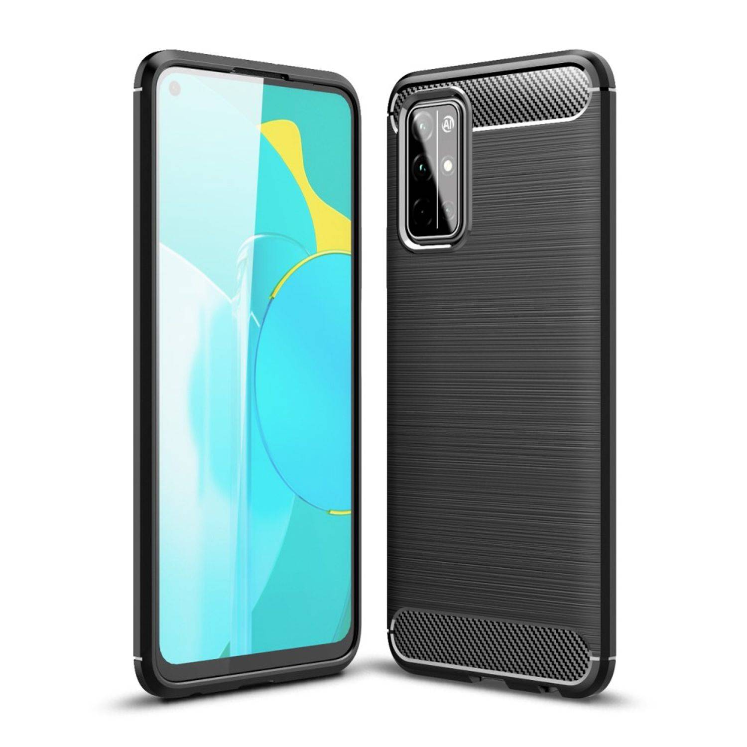 Huawei Honor 30S Handyhülle Carbon Optik Backcover Schwarz