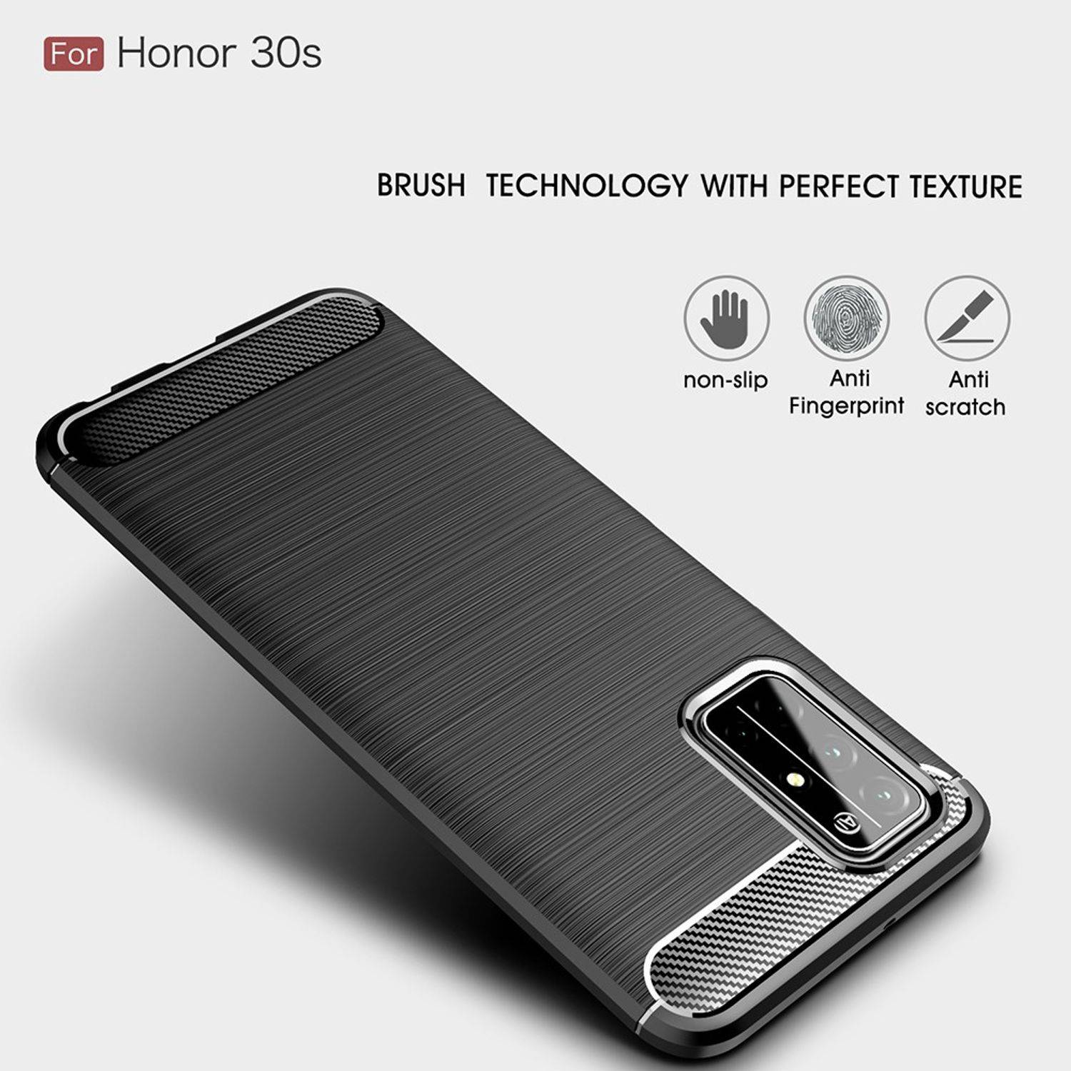 Huawei Honor 30S Handyhülle Carbon Optik Backcover Schwarz