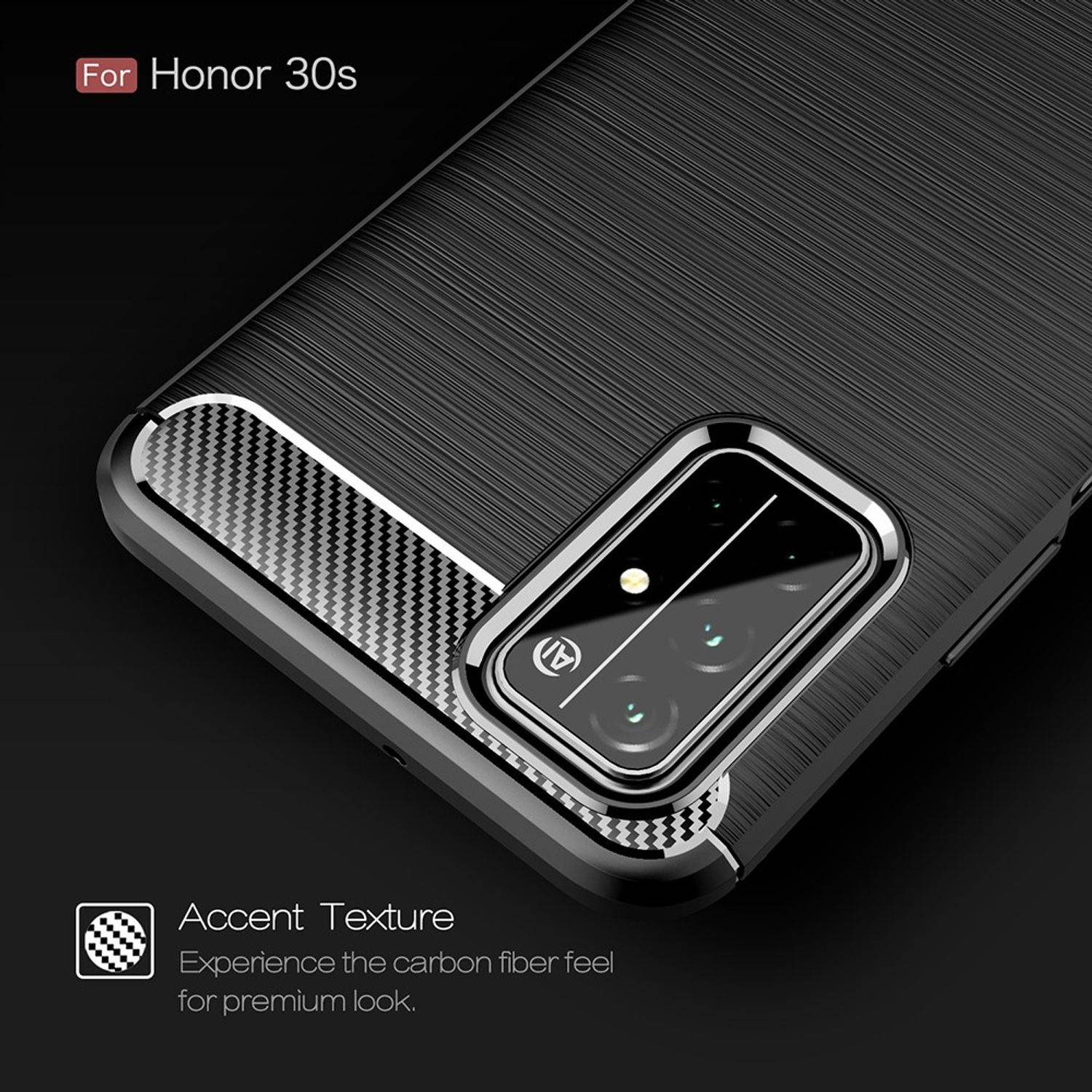 Huawei Honor 30S Handyhülle Carbon Optik Backcover Schwarz