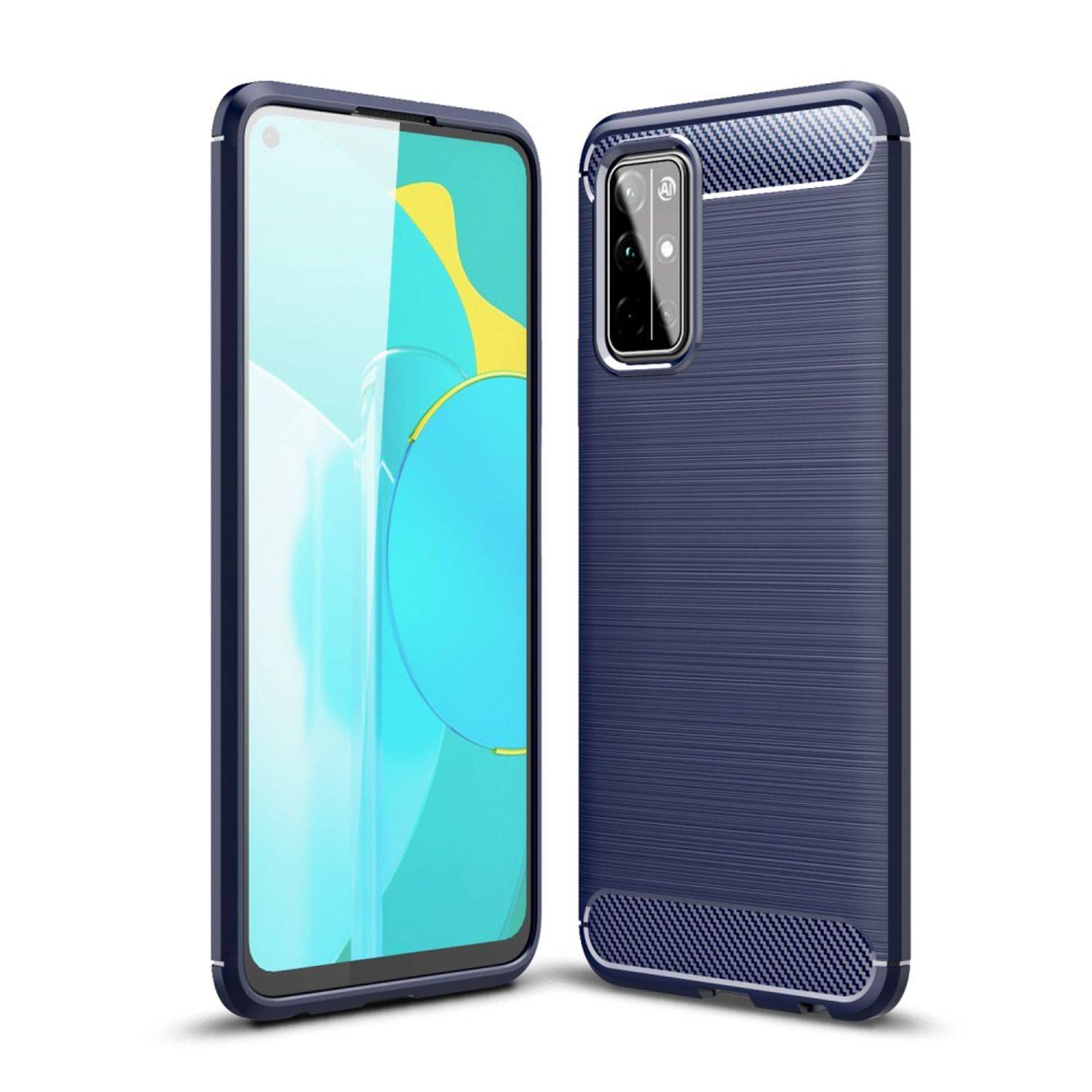 Huawei Honor 30S Handyhülle Carbon Optik Backcover Blau