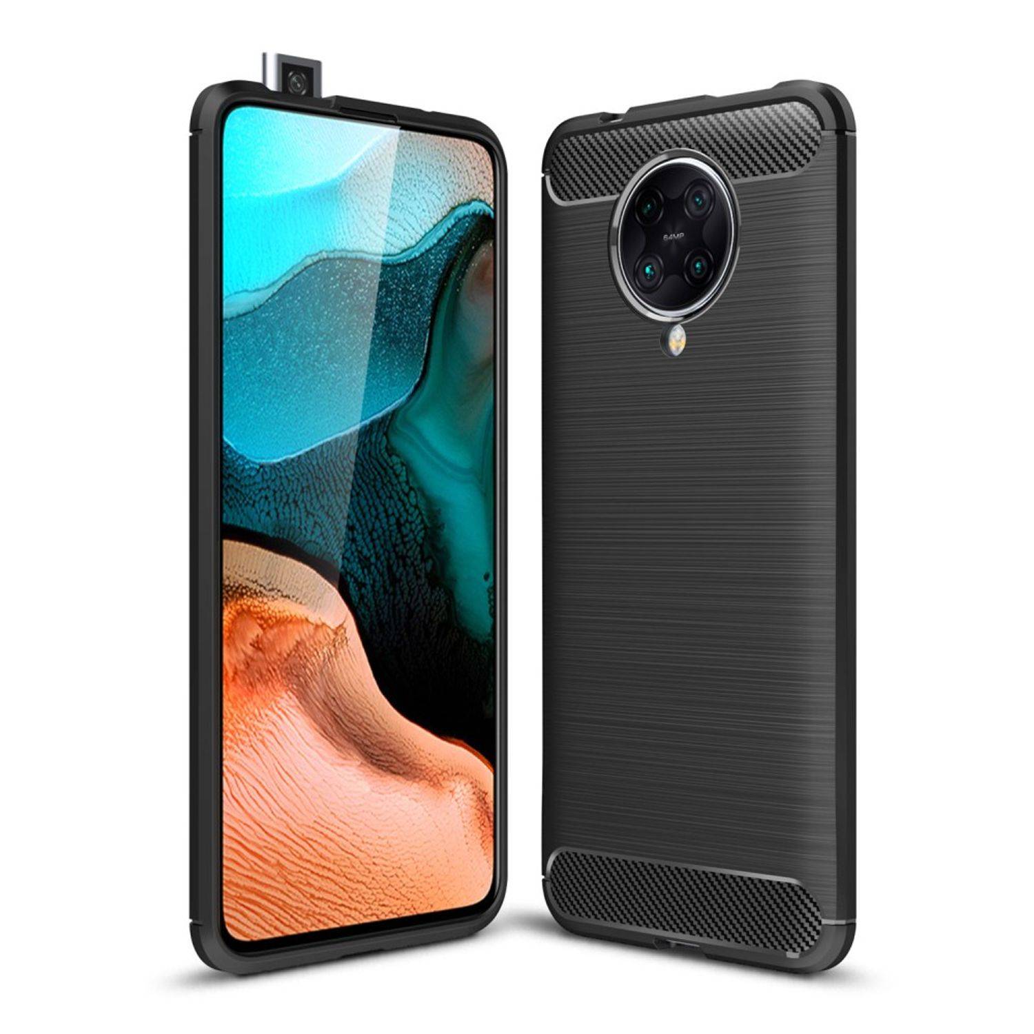 Xiaomi Redmi K30 Pro Handyhülle Carbon Optik Backcover Grau