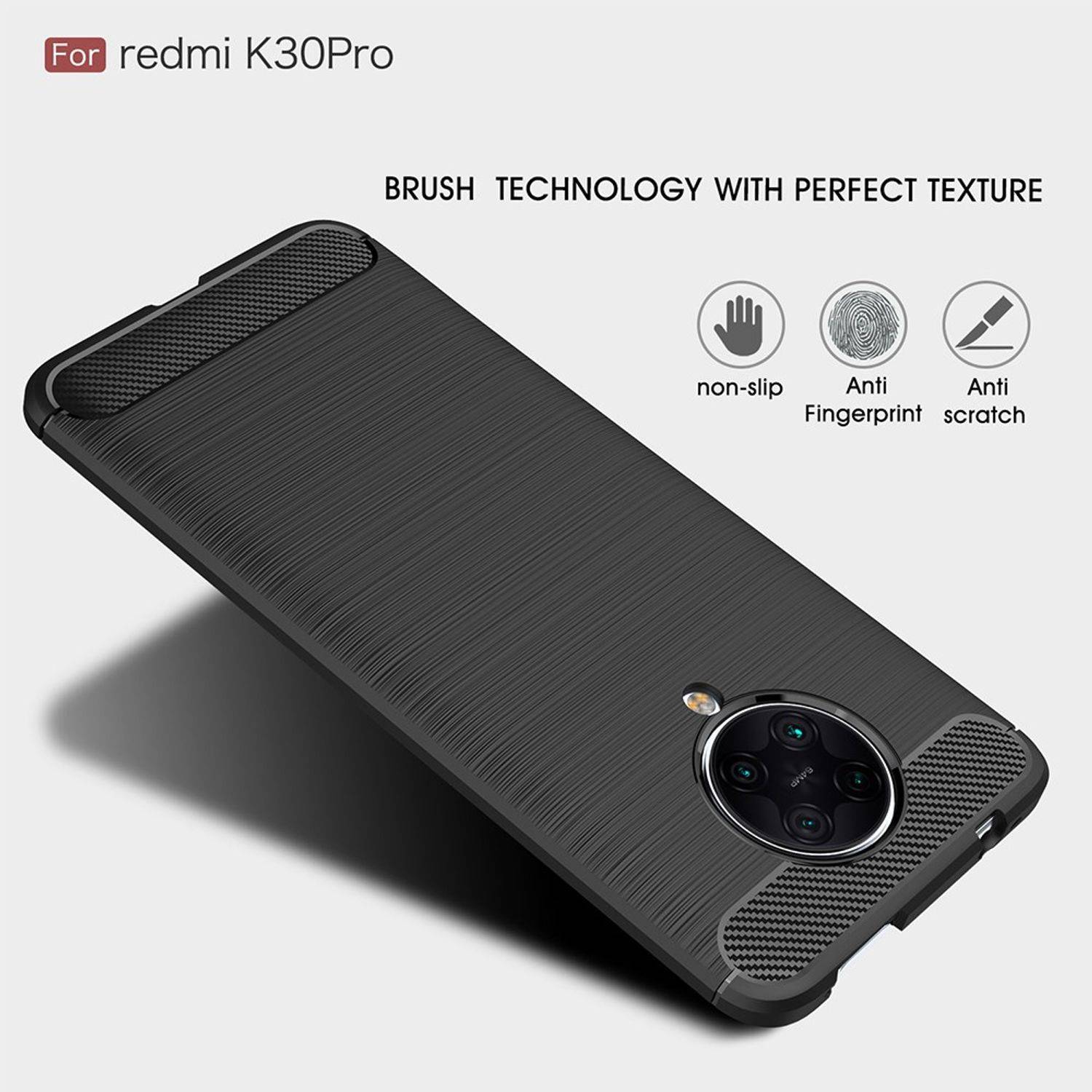 Xiaomi Redmi K30 Pro Handyhülle Carbon Optik Backcover Grau