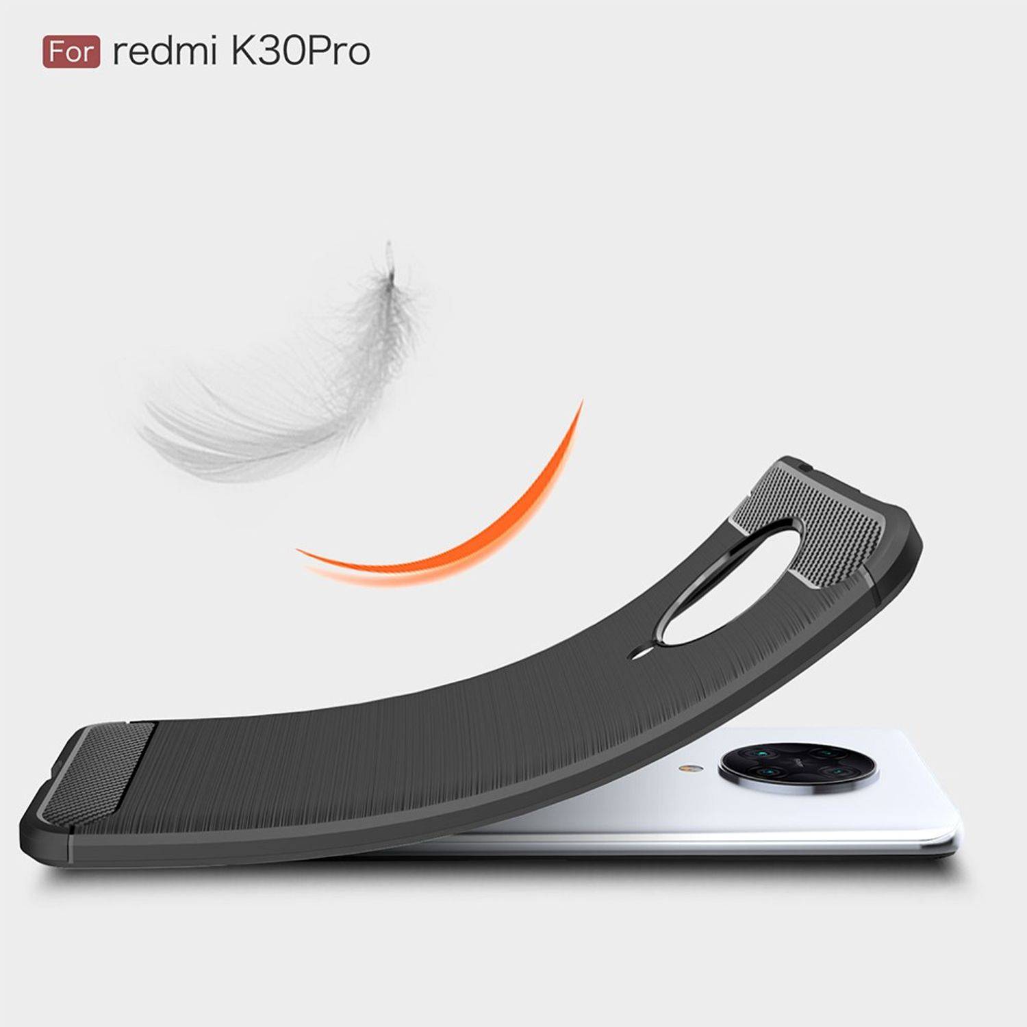 Xiaomi Redmi K30 Pro Handyhülle Carbon Optik Backcover Grau