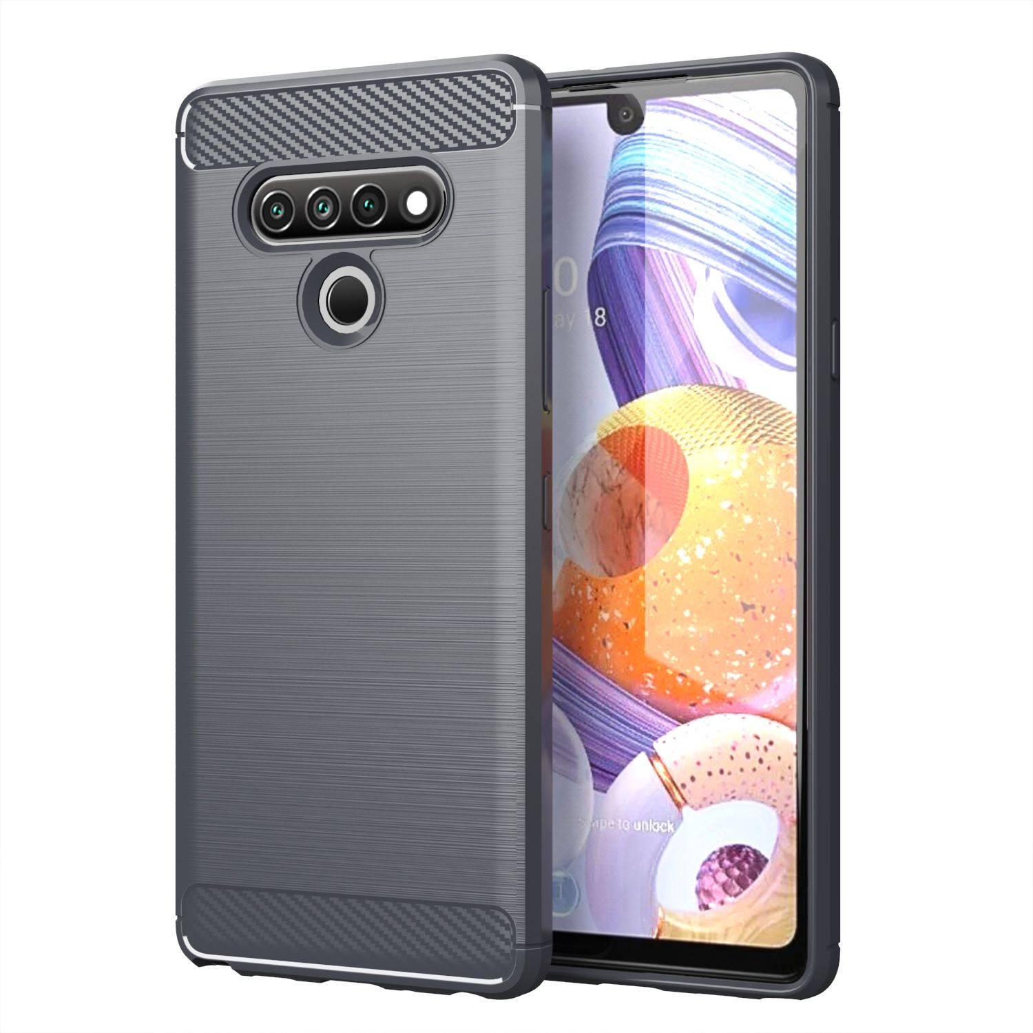 LG Stylo 6 Handyhülle Carbon Optik Backcover Grau
