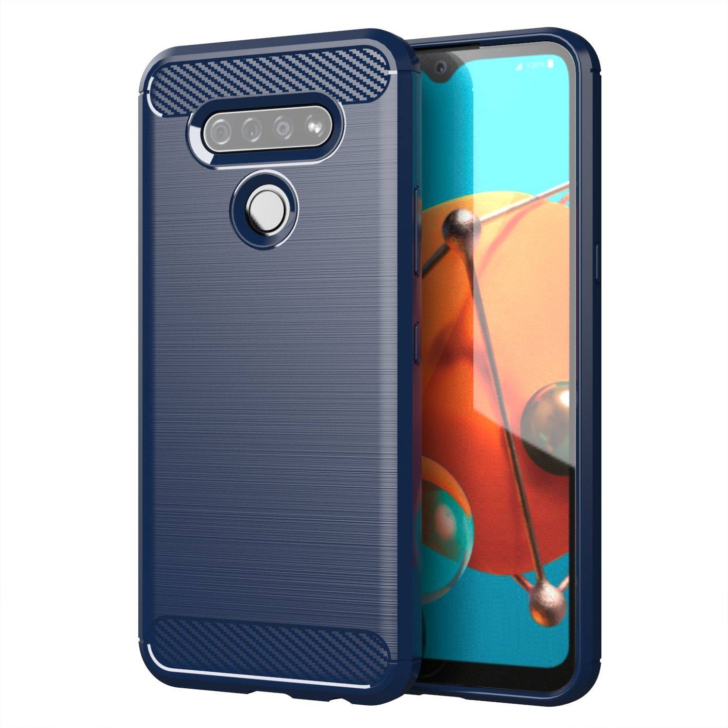 LG K51 Handyhülle Carbon Optik Backcover Blau