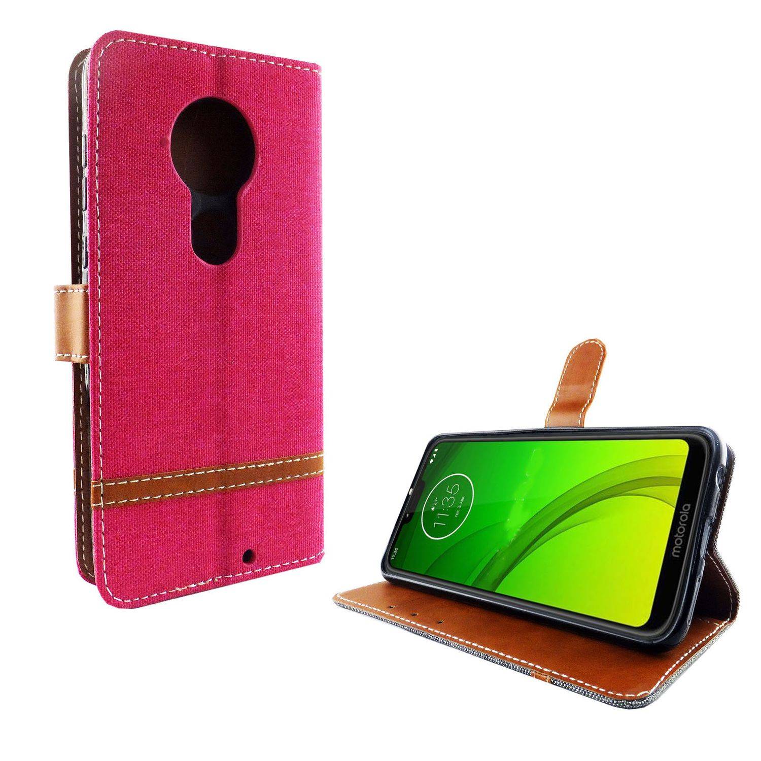 Motorola Moto G7 Handyhülle Bookcover Rosa
