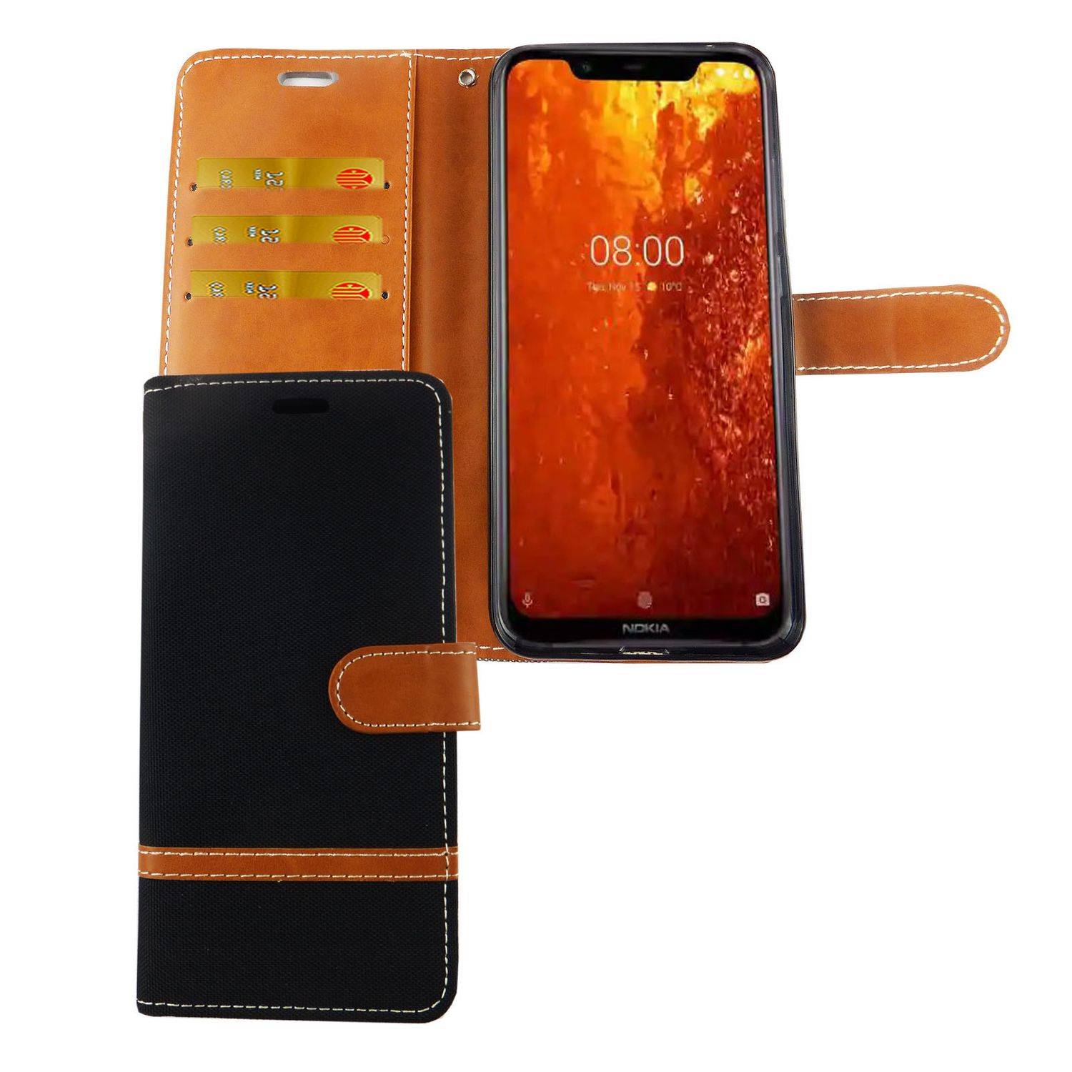 Nokia 8.1 Handyhülle Bookcover Schwarz