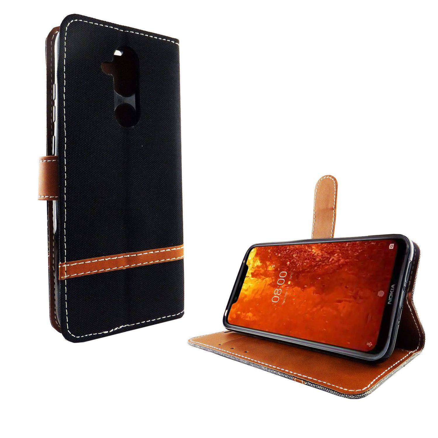 Nokia 8.1 Handyhülle Bookcover Schwarz