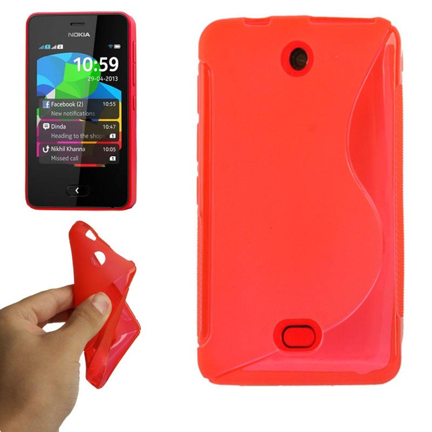 Nokia Asha 501 Handyhülle Backcover Rot