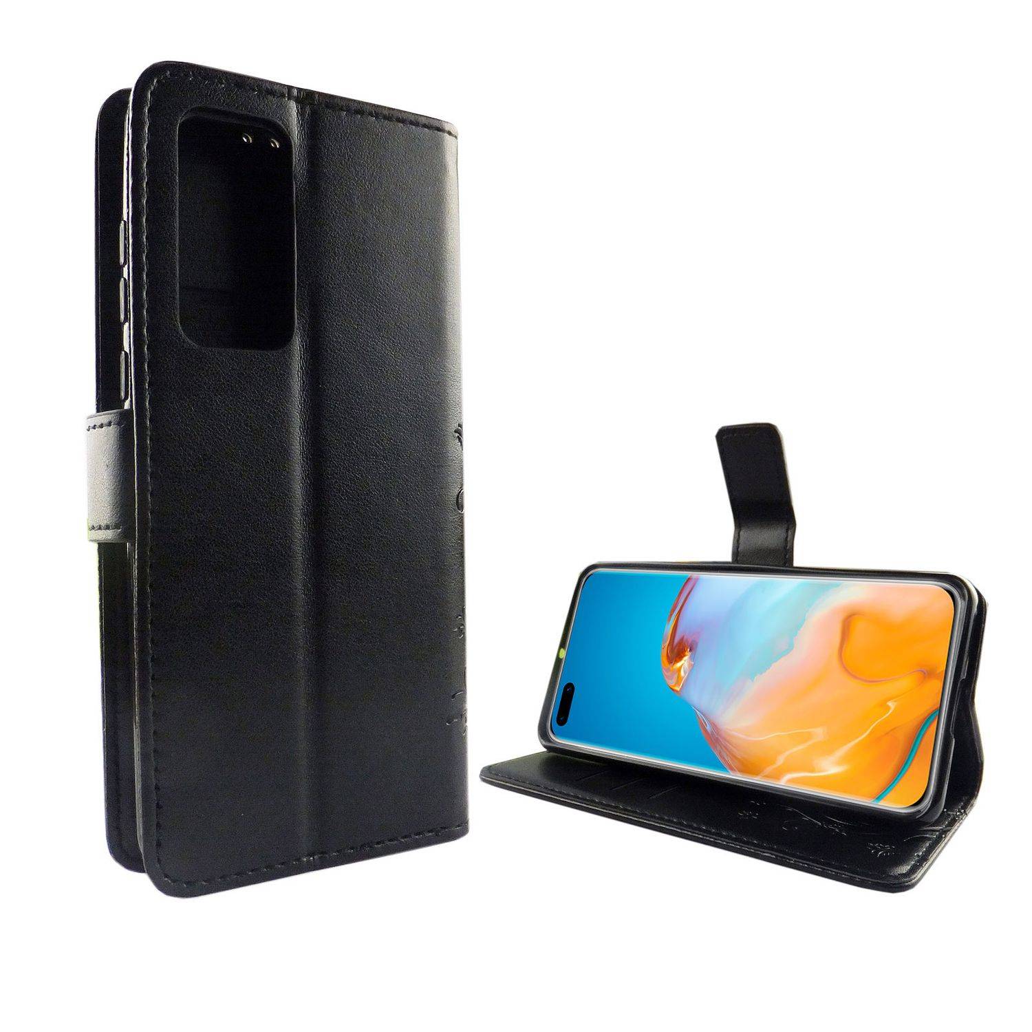 Huawei P40 Handyhülle Bookcover Schwarz