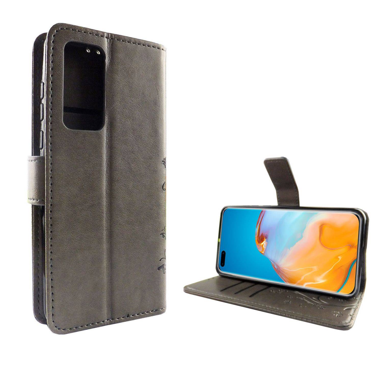 Huawei P40 Handyhülle Bookcover Grau