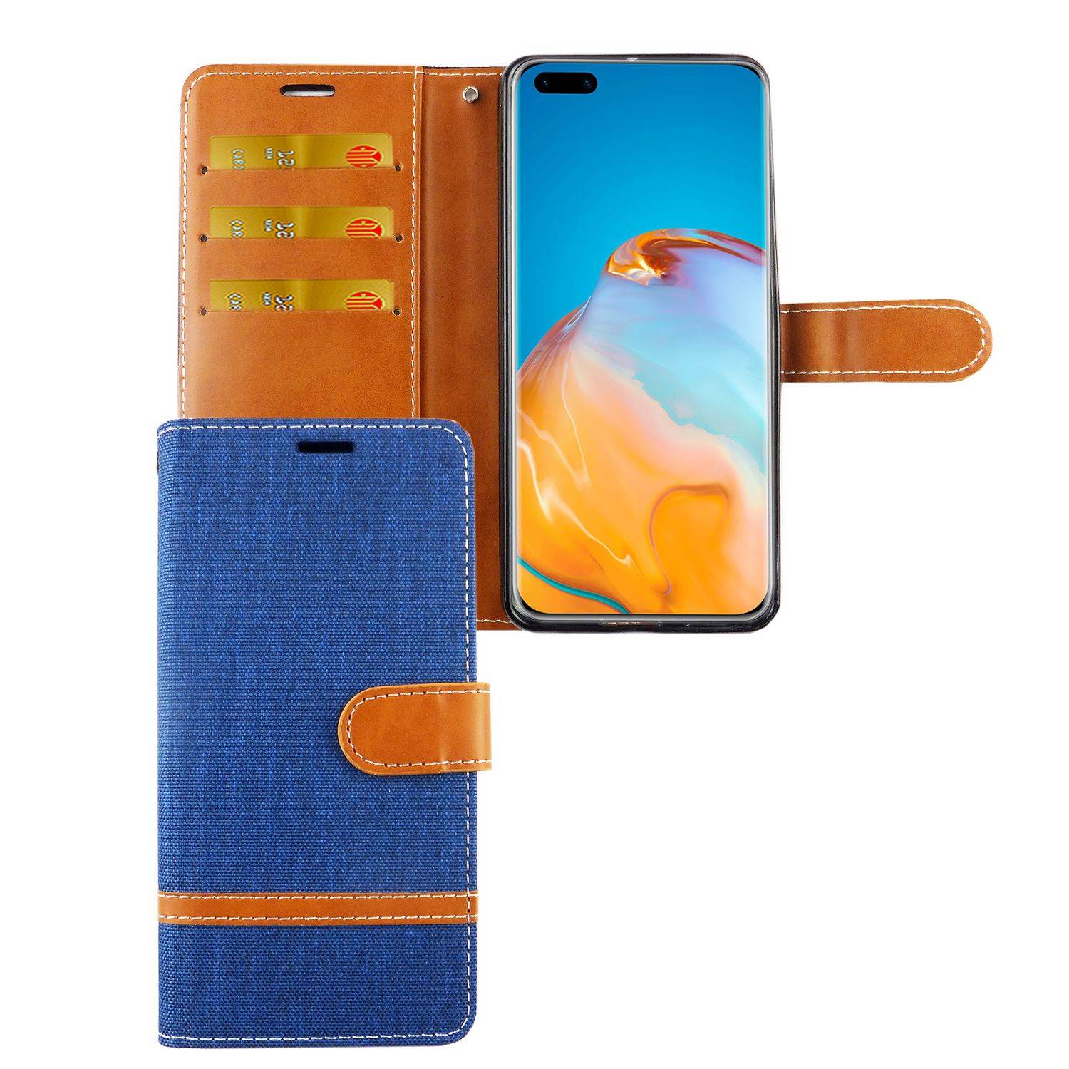 Huawei P40 Handyhülle Bookcover Blau