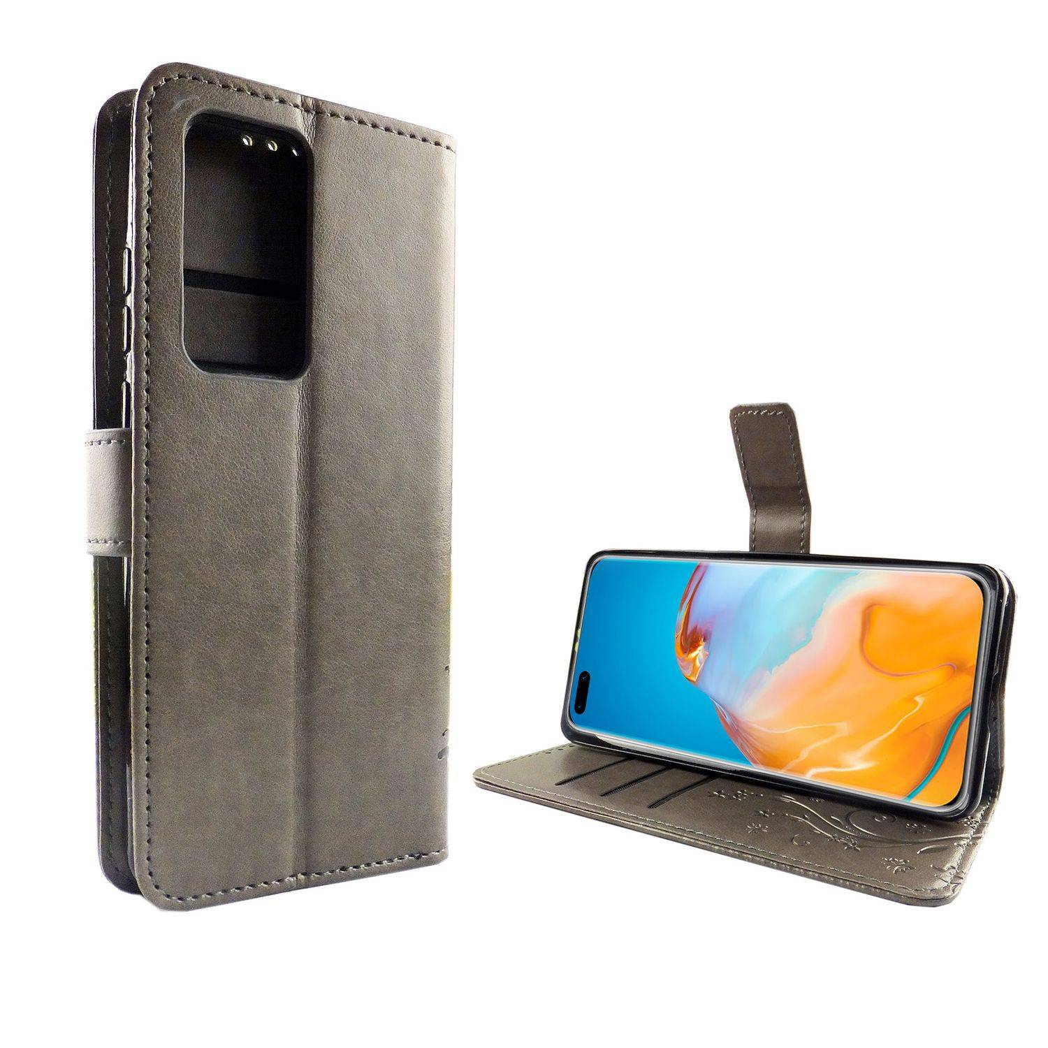 Huawei P40 Pro Handyhülle Bookcover Grau