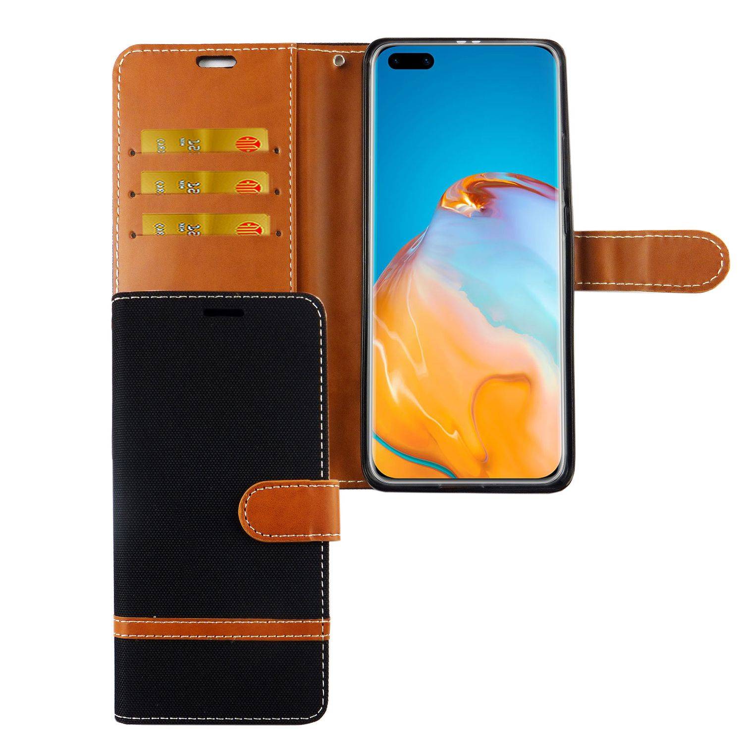 Huawei P40 Pro Handyhülle Bookcover Schwarz