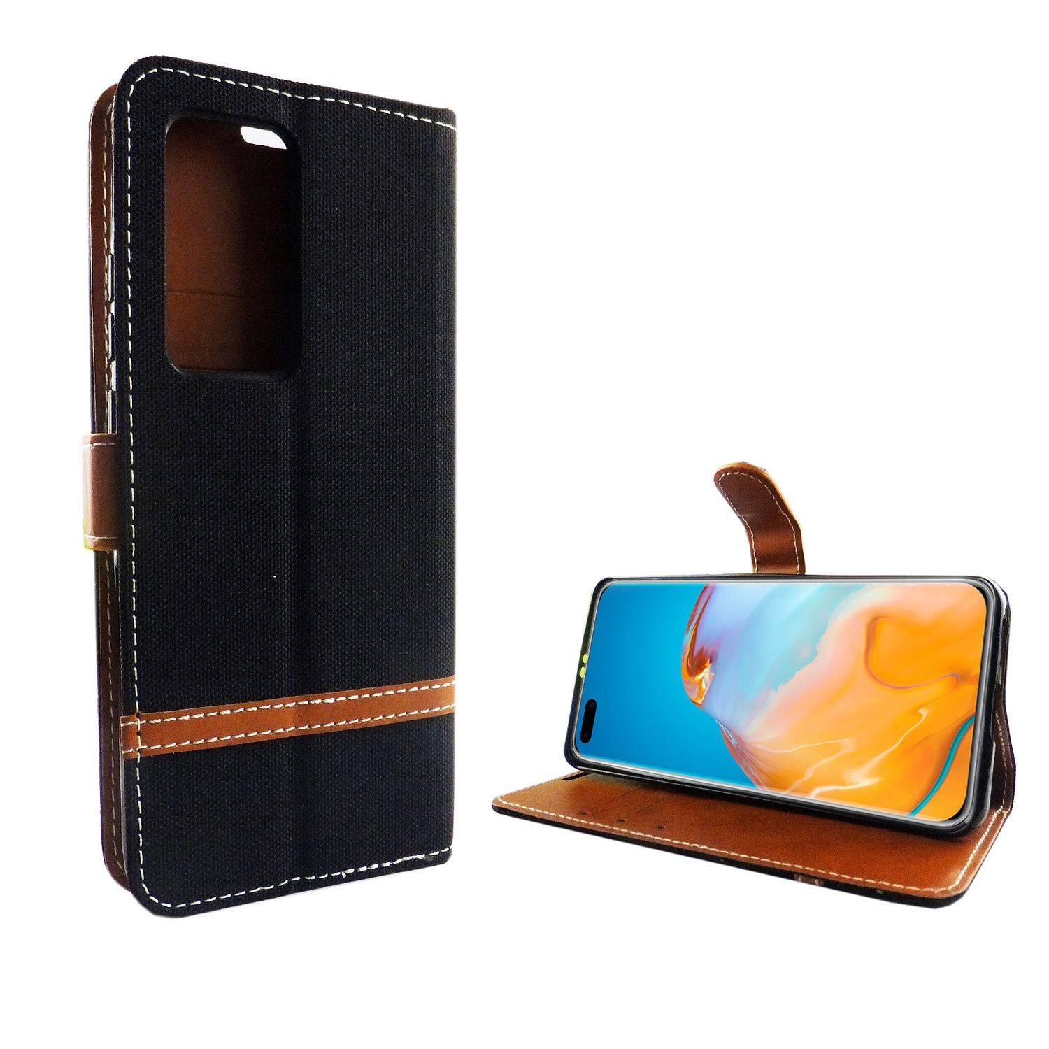 Huawei P40 Pro Handyhülle Bookcover Schwarz