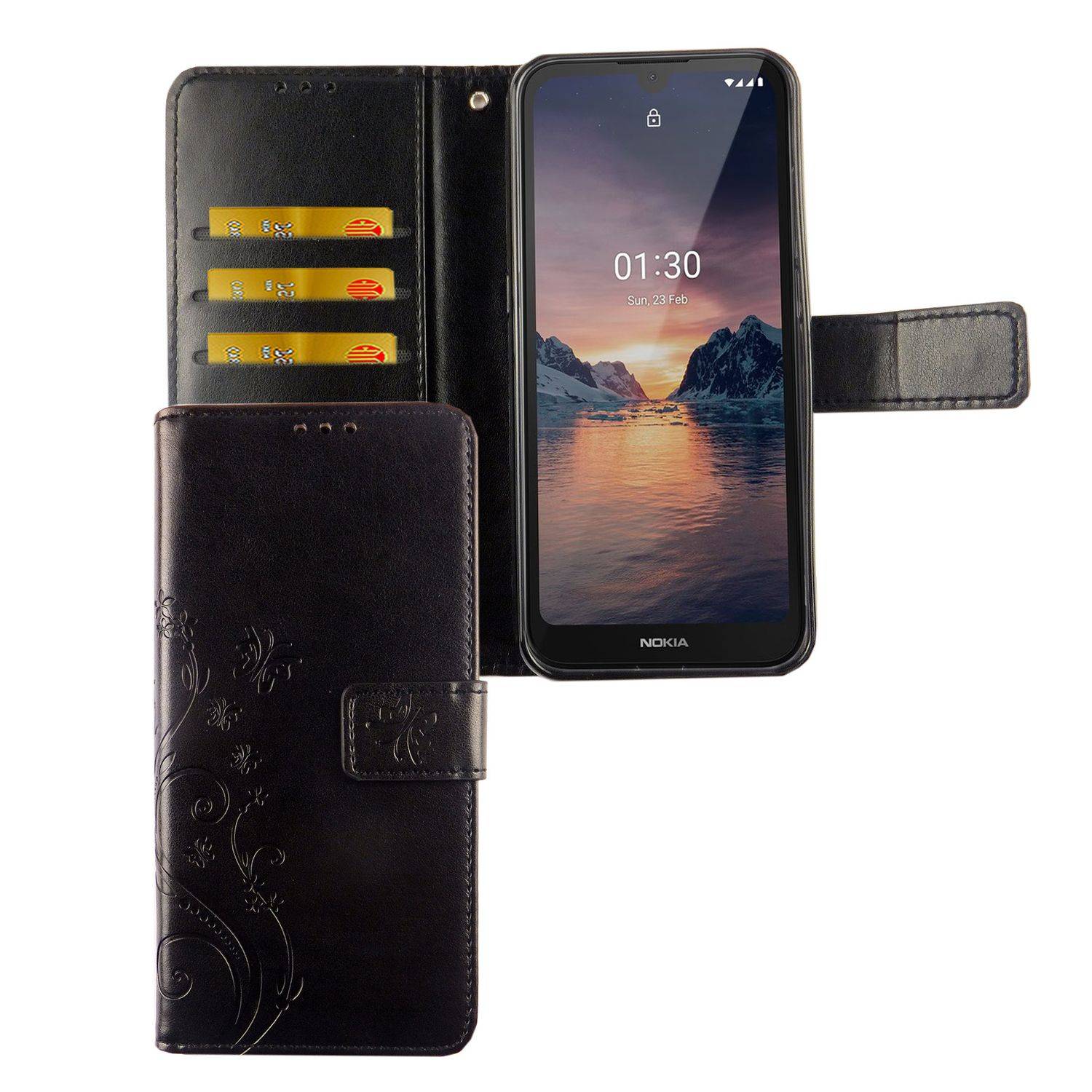 Nokia 1.3 Handyhülle Bookcover Schwarz