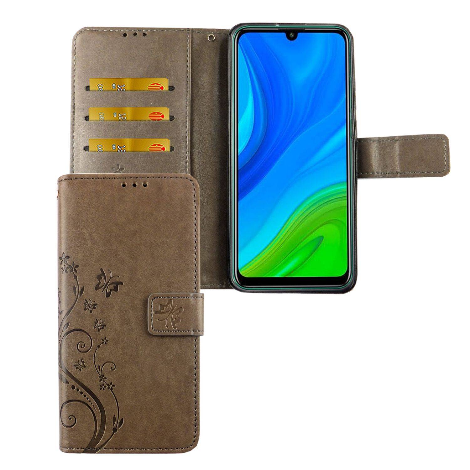 Huawei P smart 2020 Handyhülle Bookcover Grau
