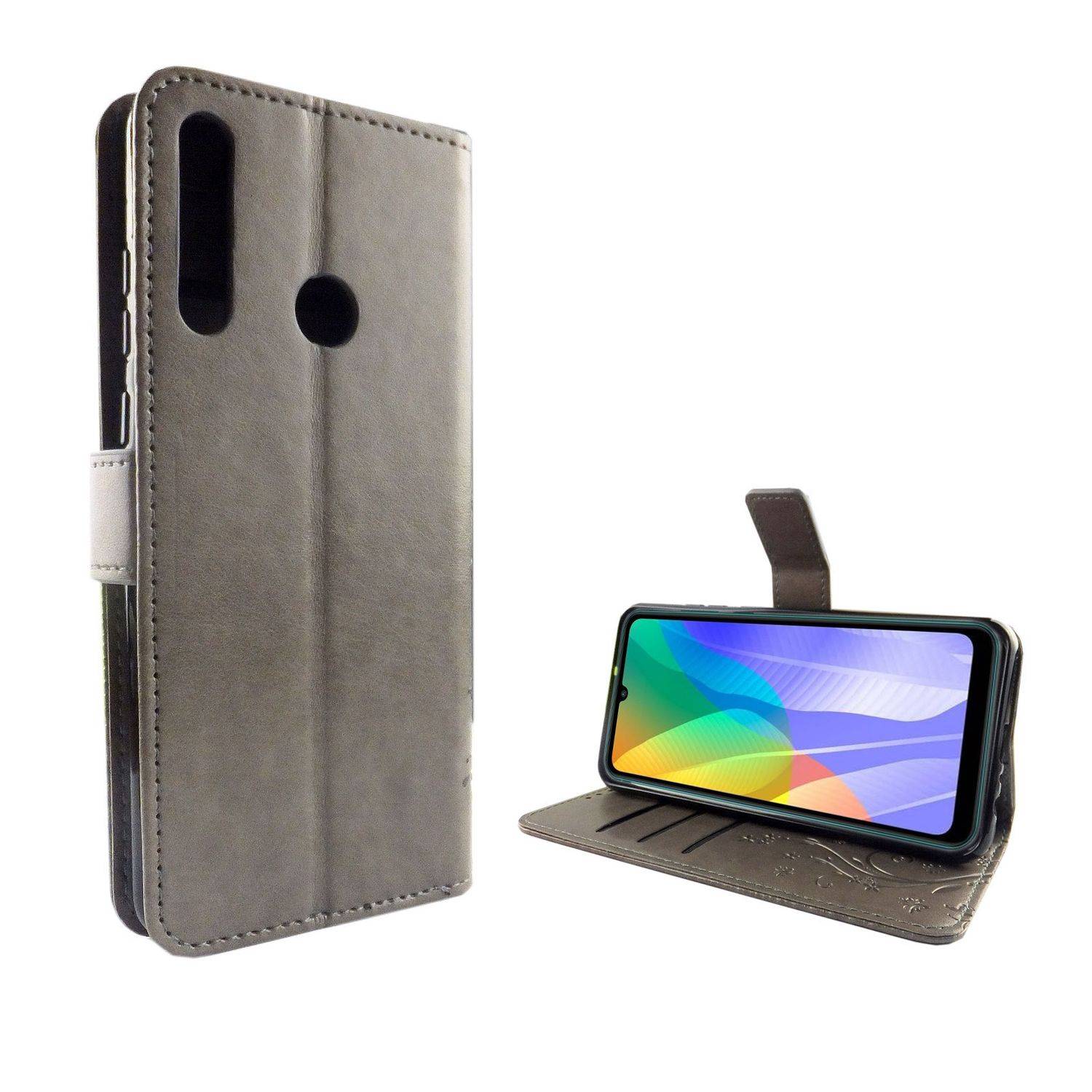 Huawei Y6p Handyhülle Bookcover Grau