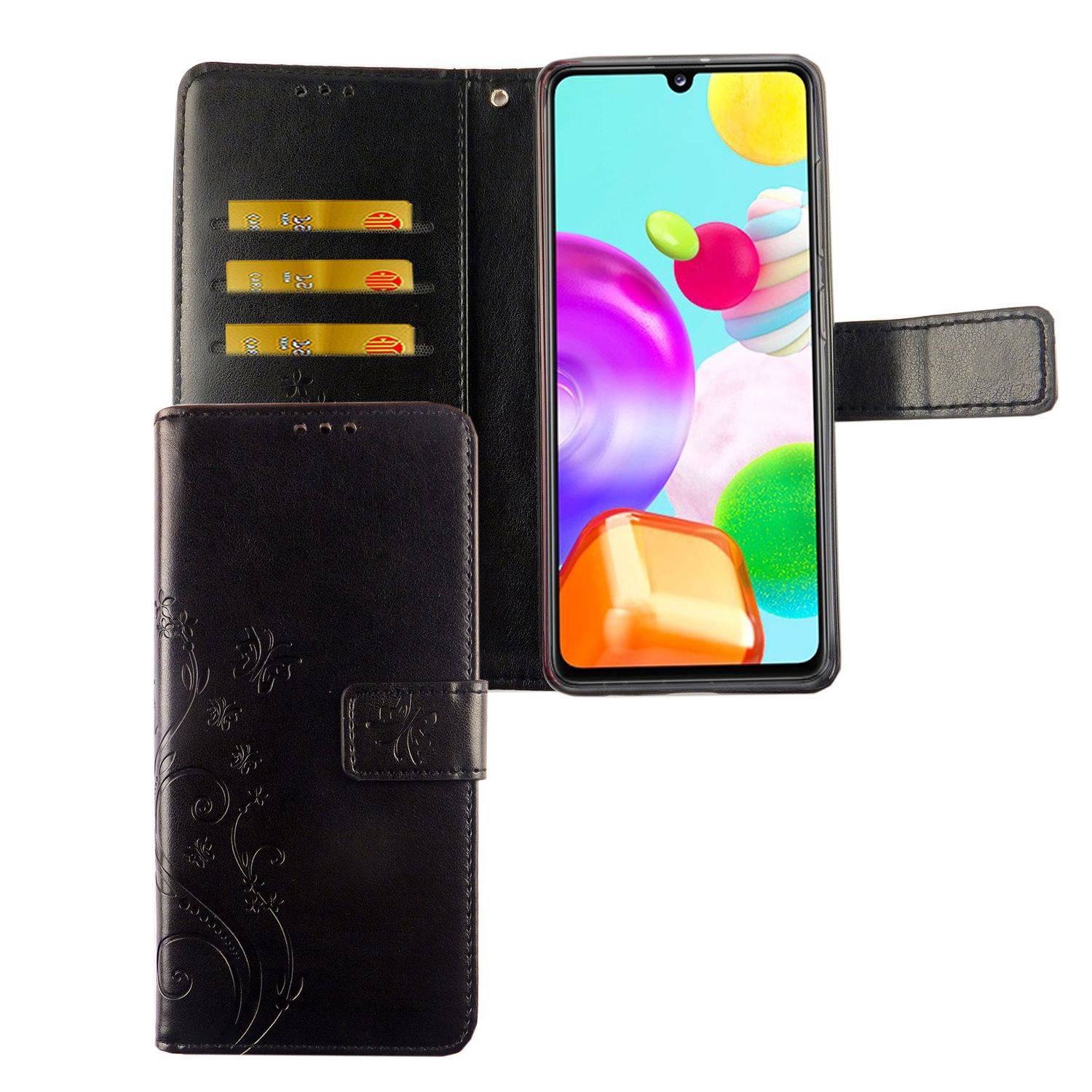 Samsung Galaxy A41 Handyhülle Bookcover Schwarz