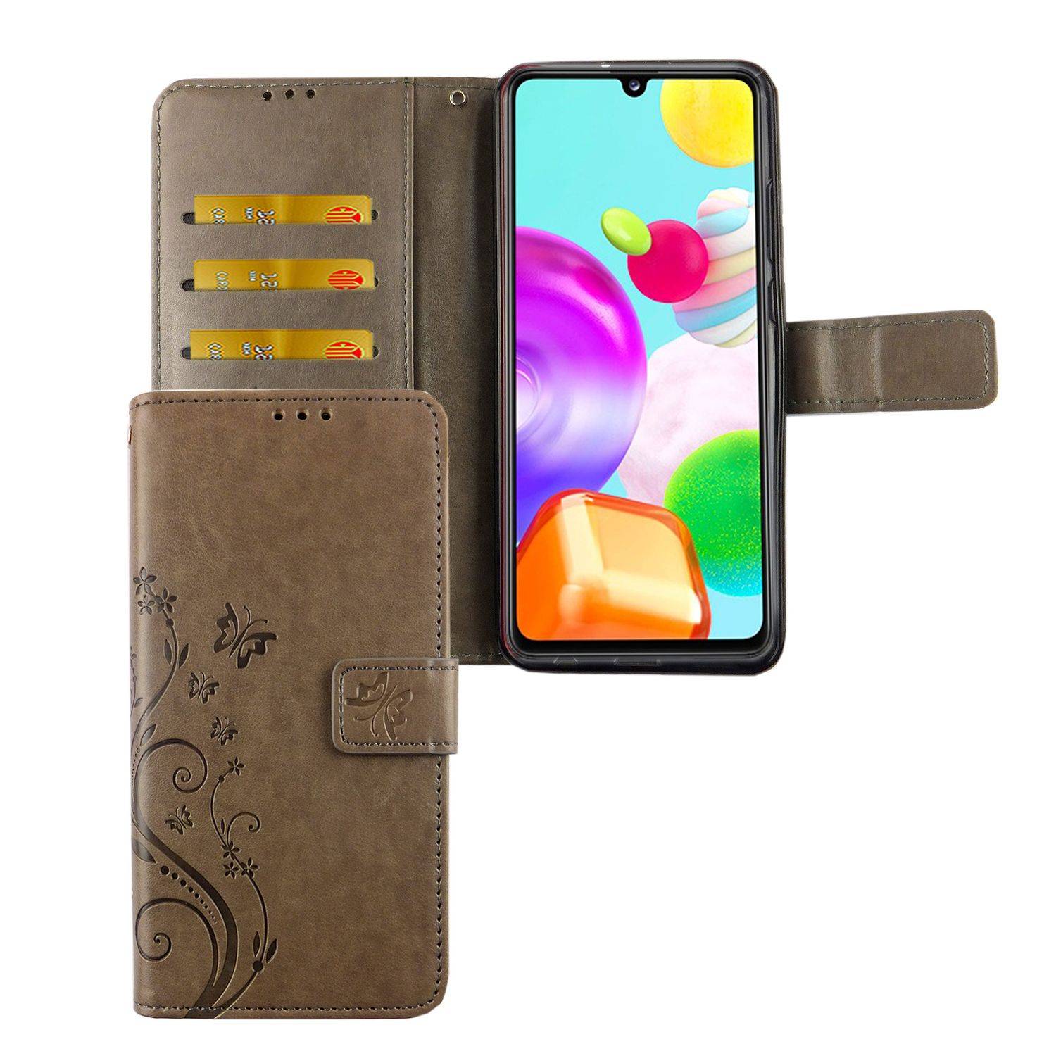 Samsung Galaxy A41 Handyhülle Bookcover Grau