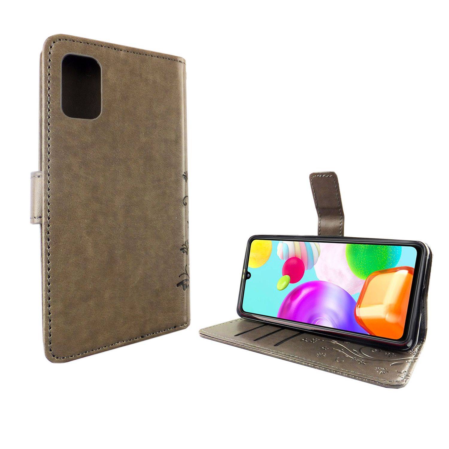 Samsung Galaxy A41 Handyhülle Bookcover Grau