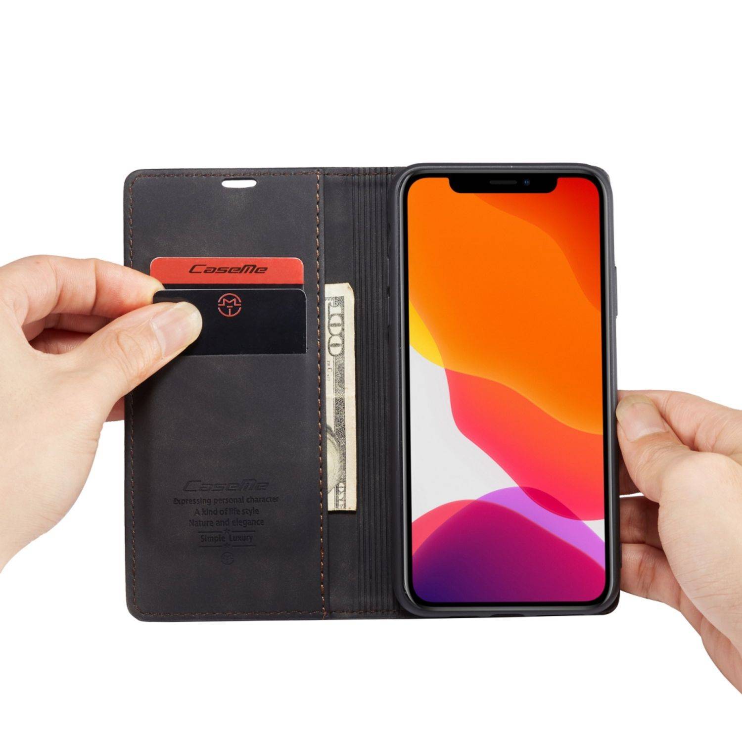 Apple iPhone 11 Pro Max Handyhülle Schutztasche Bookcover Schwarz