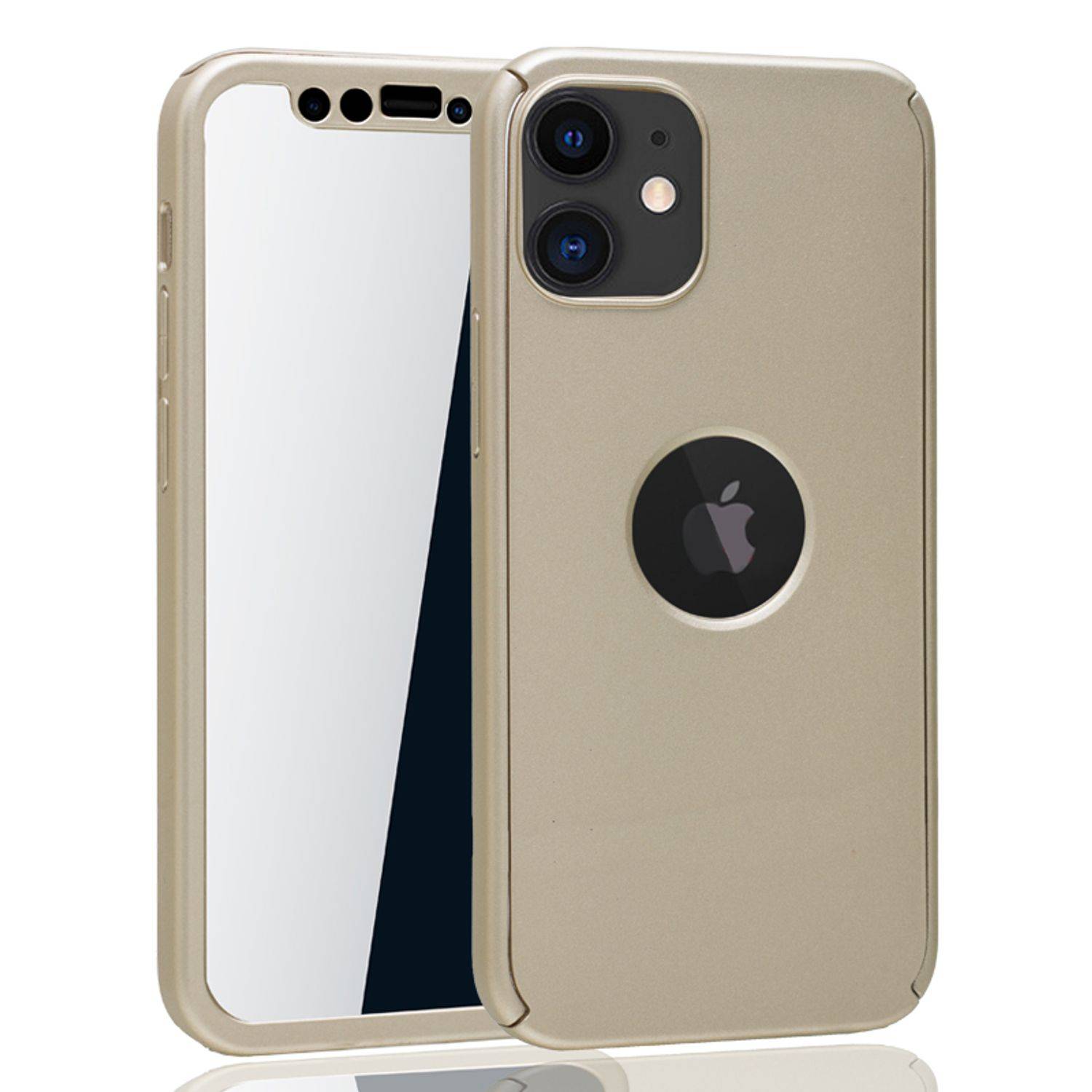 Apple iPhone 12 Mini Handyhülle 360 Grad Cover Displayschutz Full Cover Gold