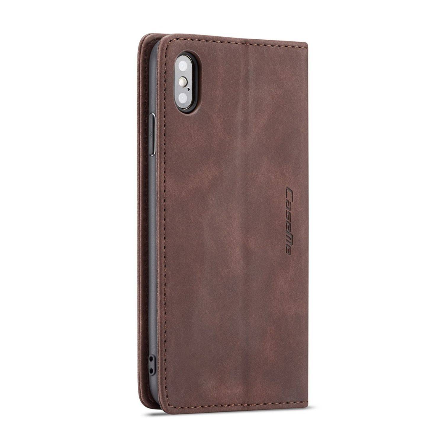 Hülle kompatibel mit Apple iPhone XS Max Kunstleder Handyhülle - Handy Case Braun