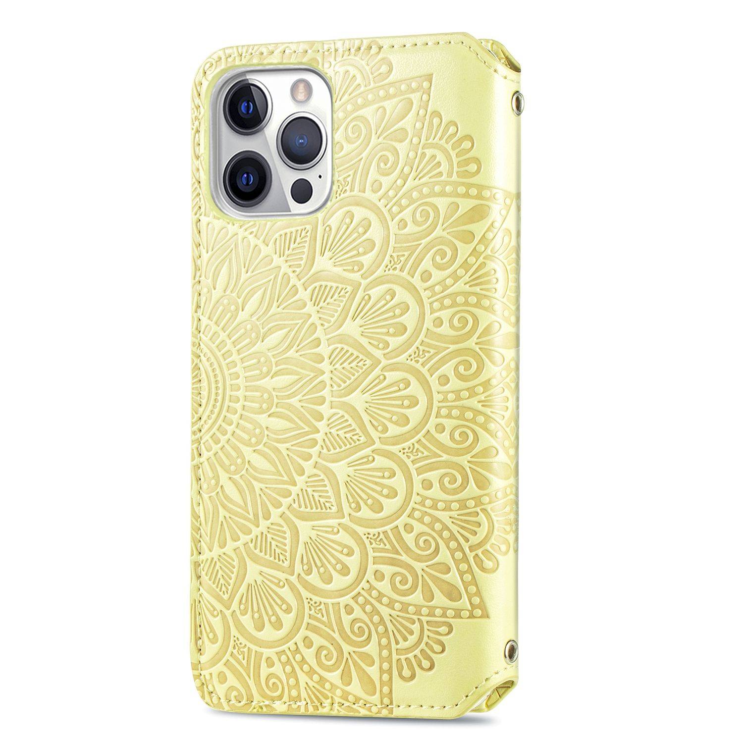 Hülle kompatibel mit Apple iPhone 12 Pro Max Kunstleder Handyhülle - Handy Case Gelb