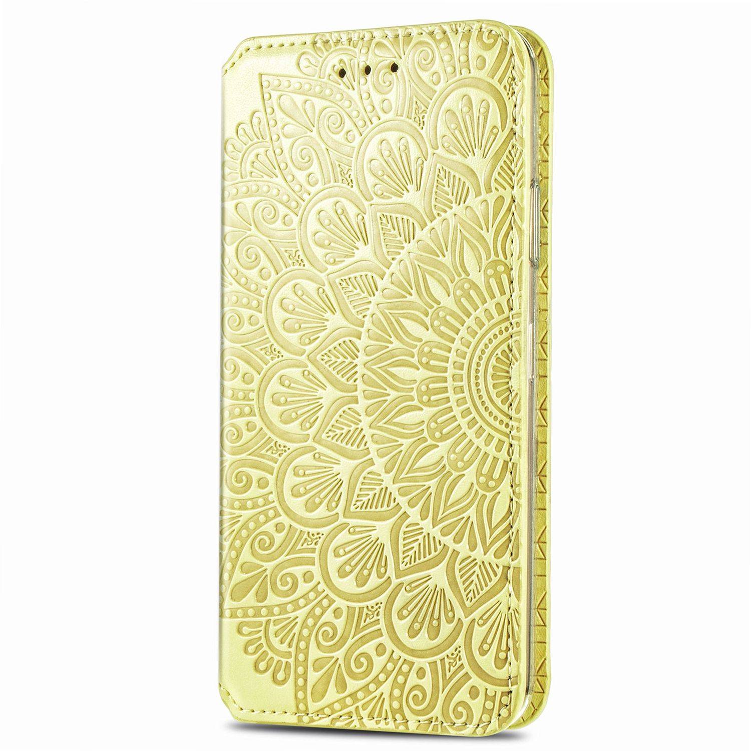 Apple iPhone 11 Pro Max Handyhülle Schutztasche Mandala Bookcover Gelb