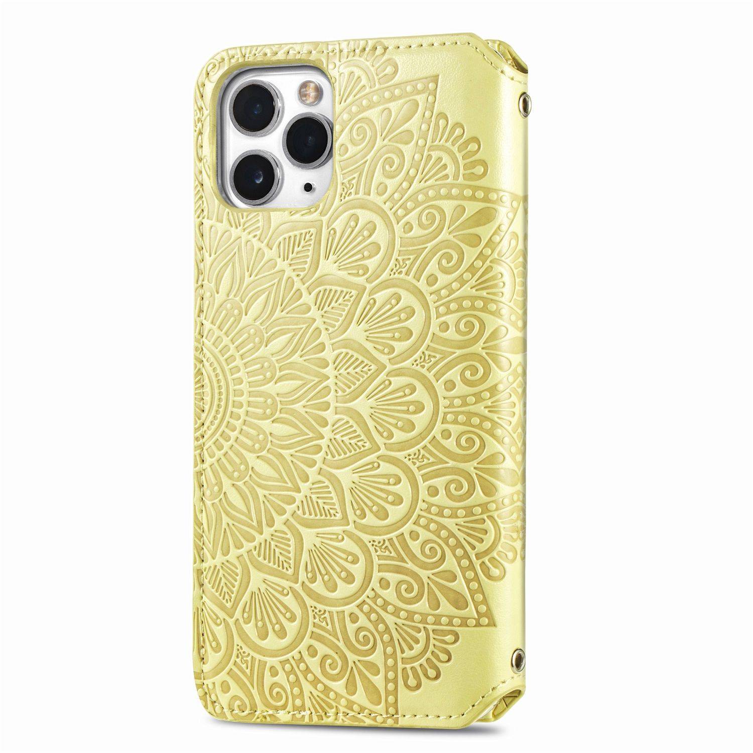 Apple iPhone 11 Pro Max Handyhülle Schutztasche Mandala Bookcover Gelb
