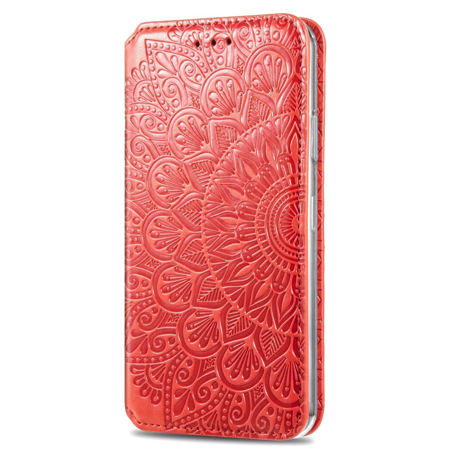 Apple iPhone 11 Pro Max Handyhülle Schutztasche Mandala Bookcover Rot