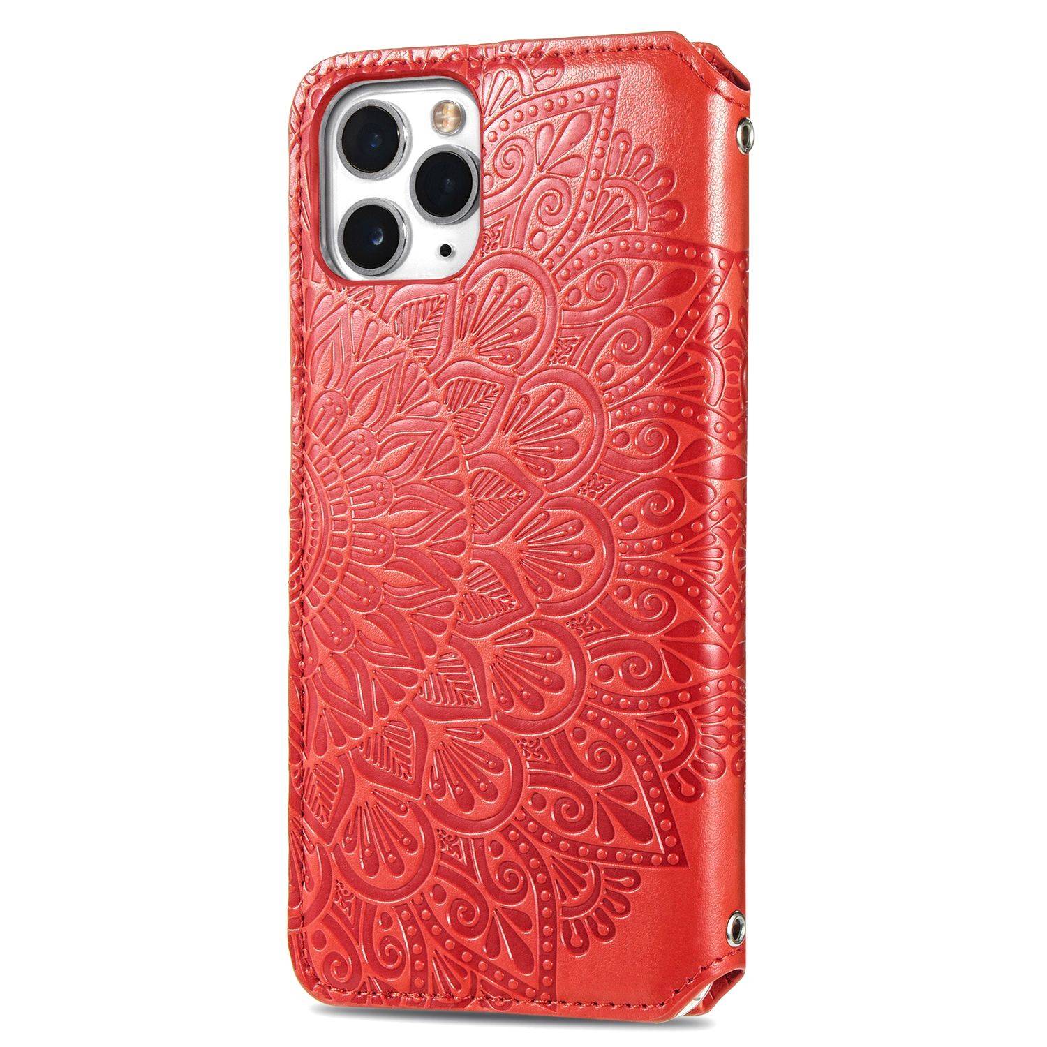 Apple iPhone 11 Pro Max Handyhülle Schutztasche Mandala Bookcover Rot