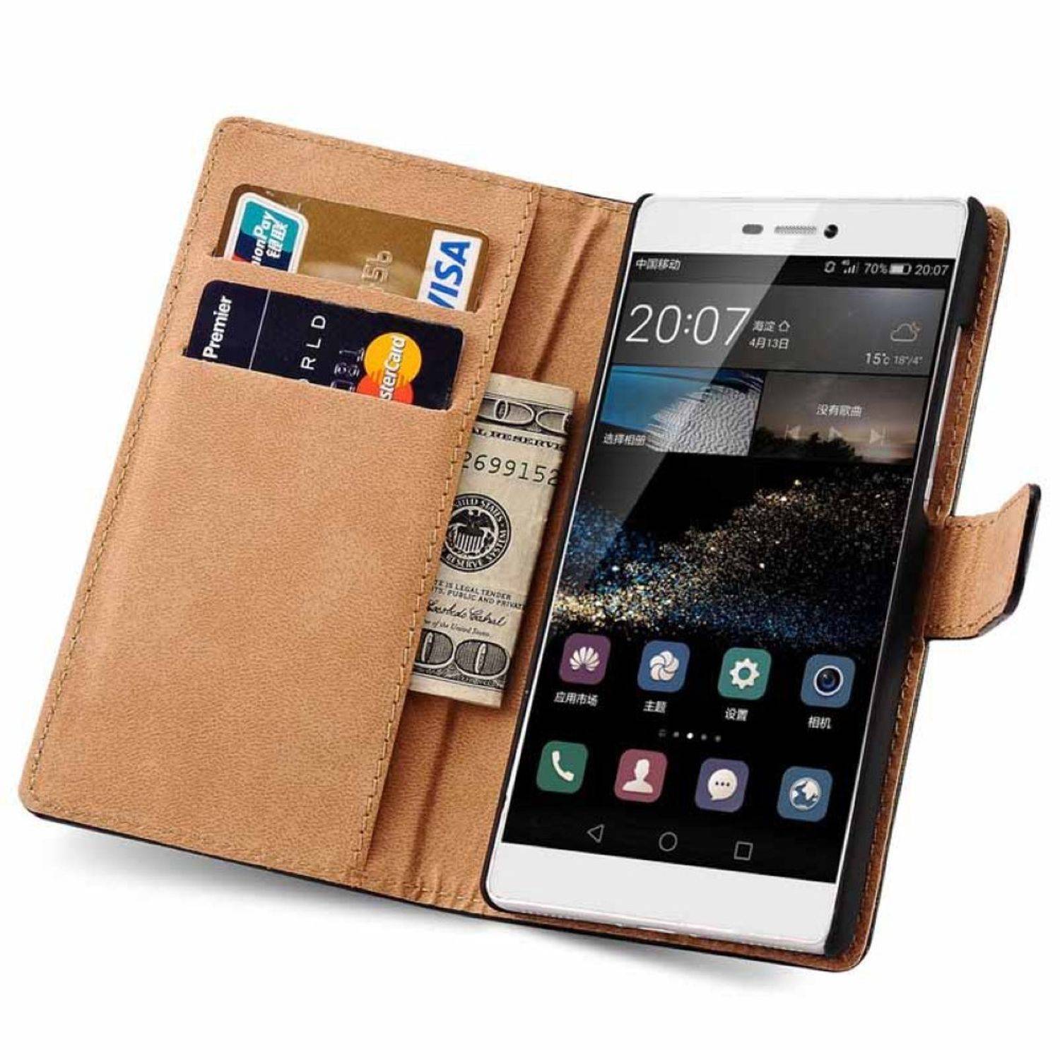 Huawei P8 Handyhülle Backcover Schwarz